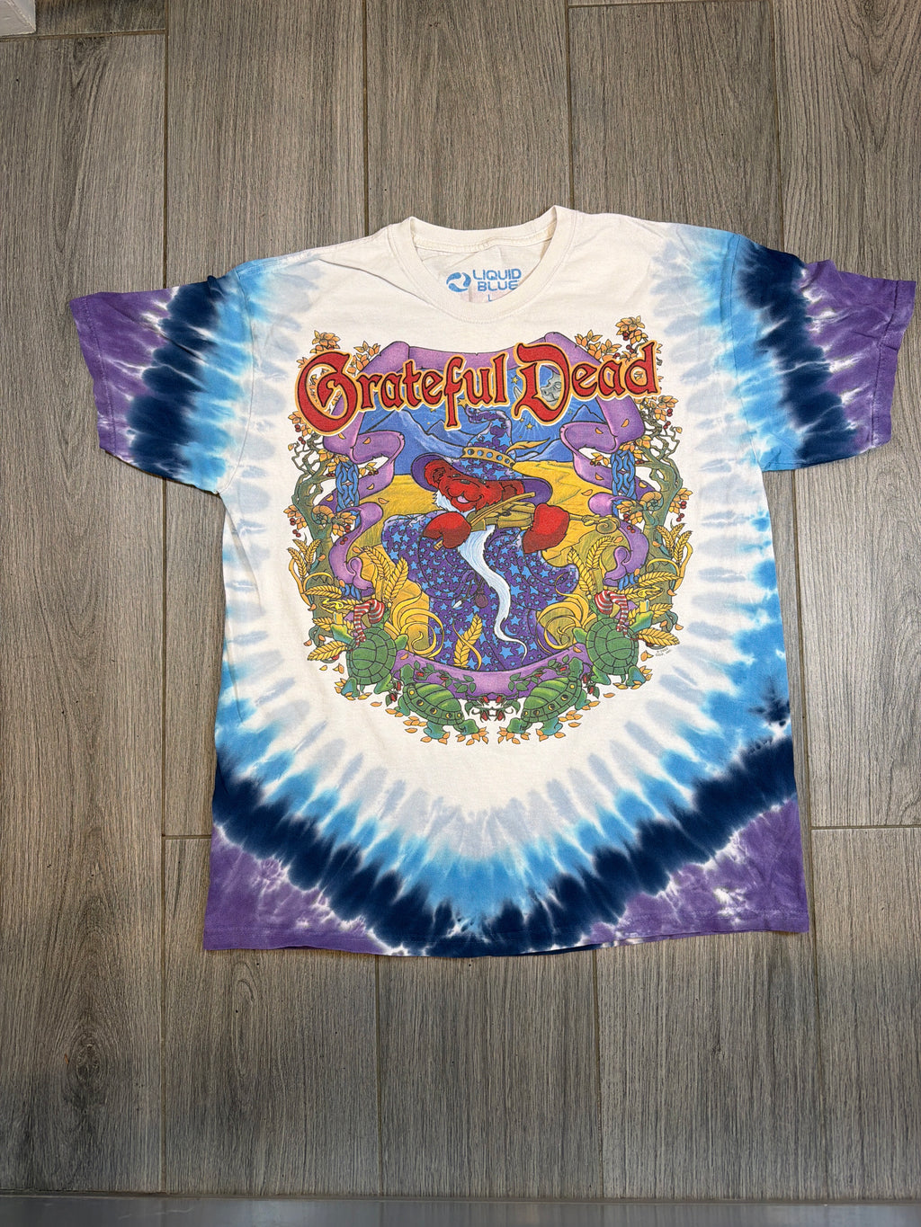 00 Grateful Dead Terrapin Moon Wizard Liquid Blue Tie Dye T-Shirt Large