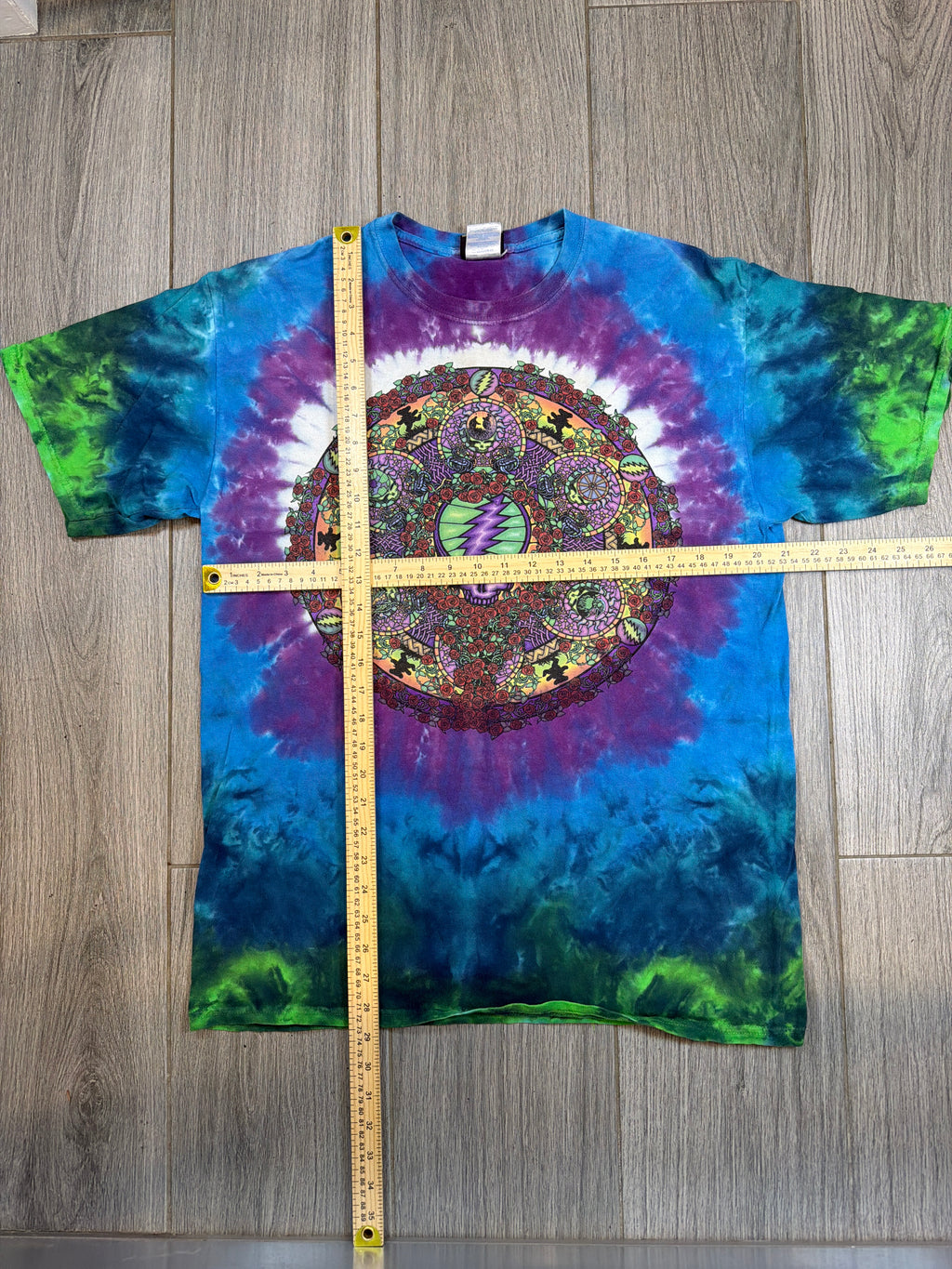 Grateful Dead Stained Glass Mandala Liquid Blue Tie Dye T-Shirt Large