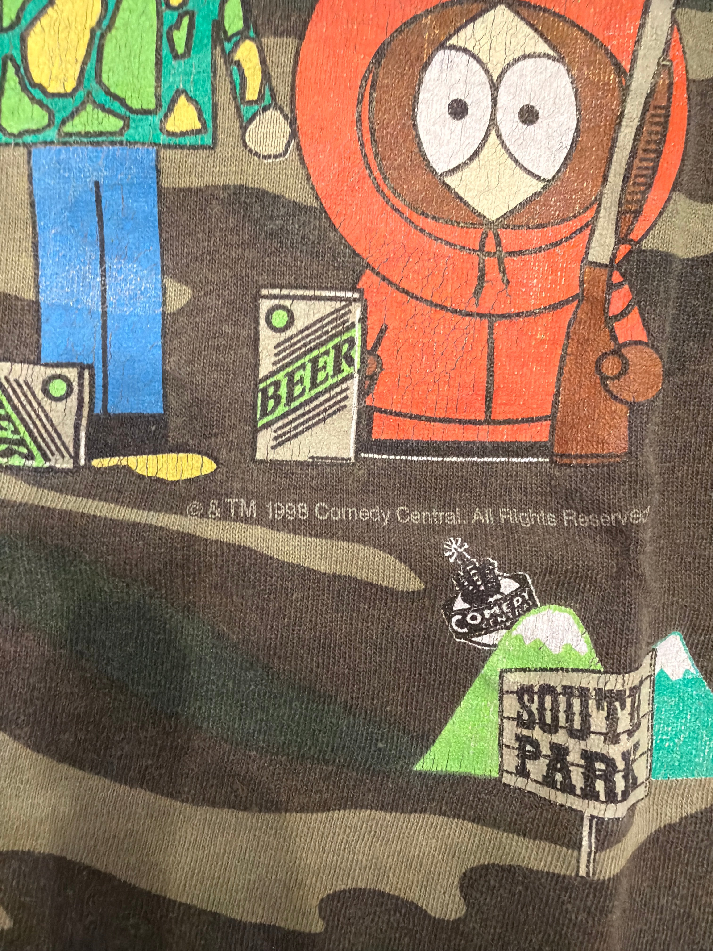 1998 South Park Camouflage Hunters XL Comedy Central T-Shirt Camo