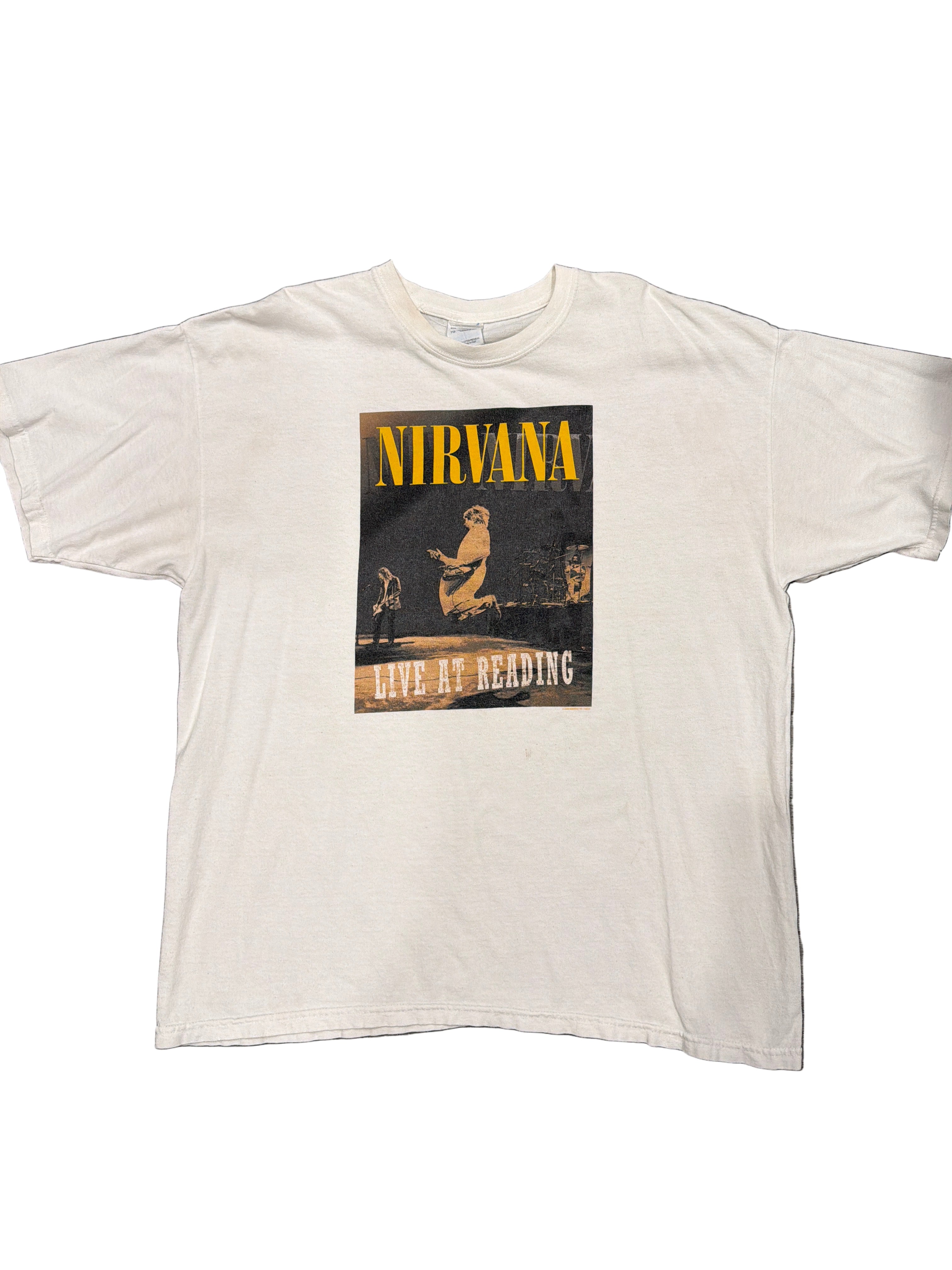 00s Nirvana Live at Reading Kurt Cobain Grohl White T-Shirt XL