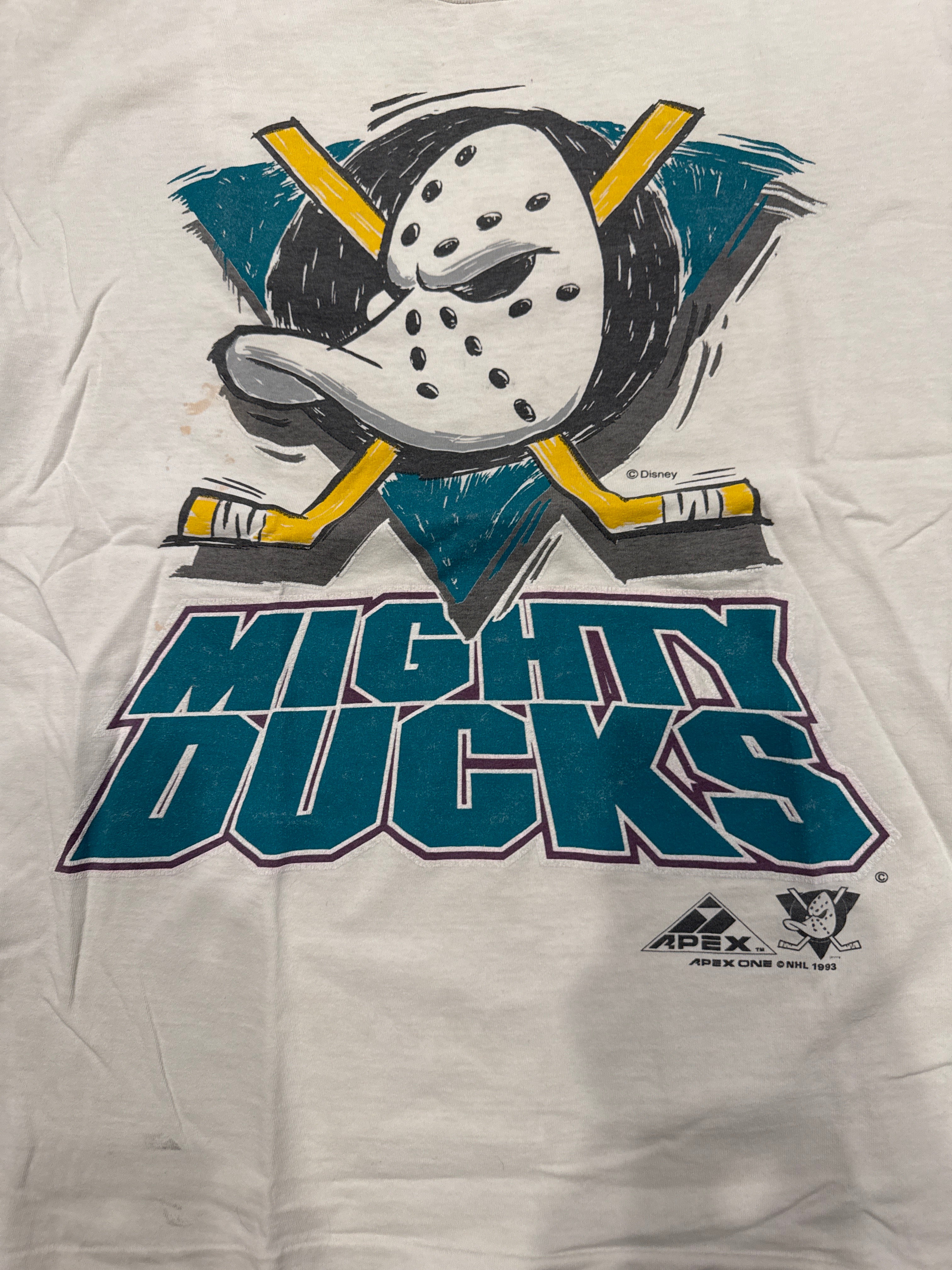 90s Anaheim Mighty Ducks Hockey Sports White T-Shirt XL