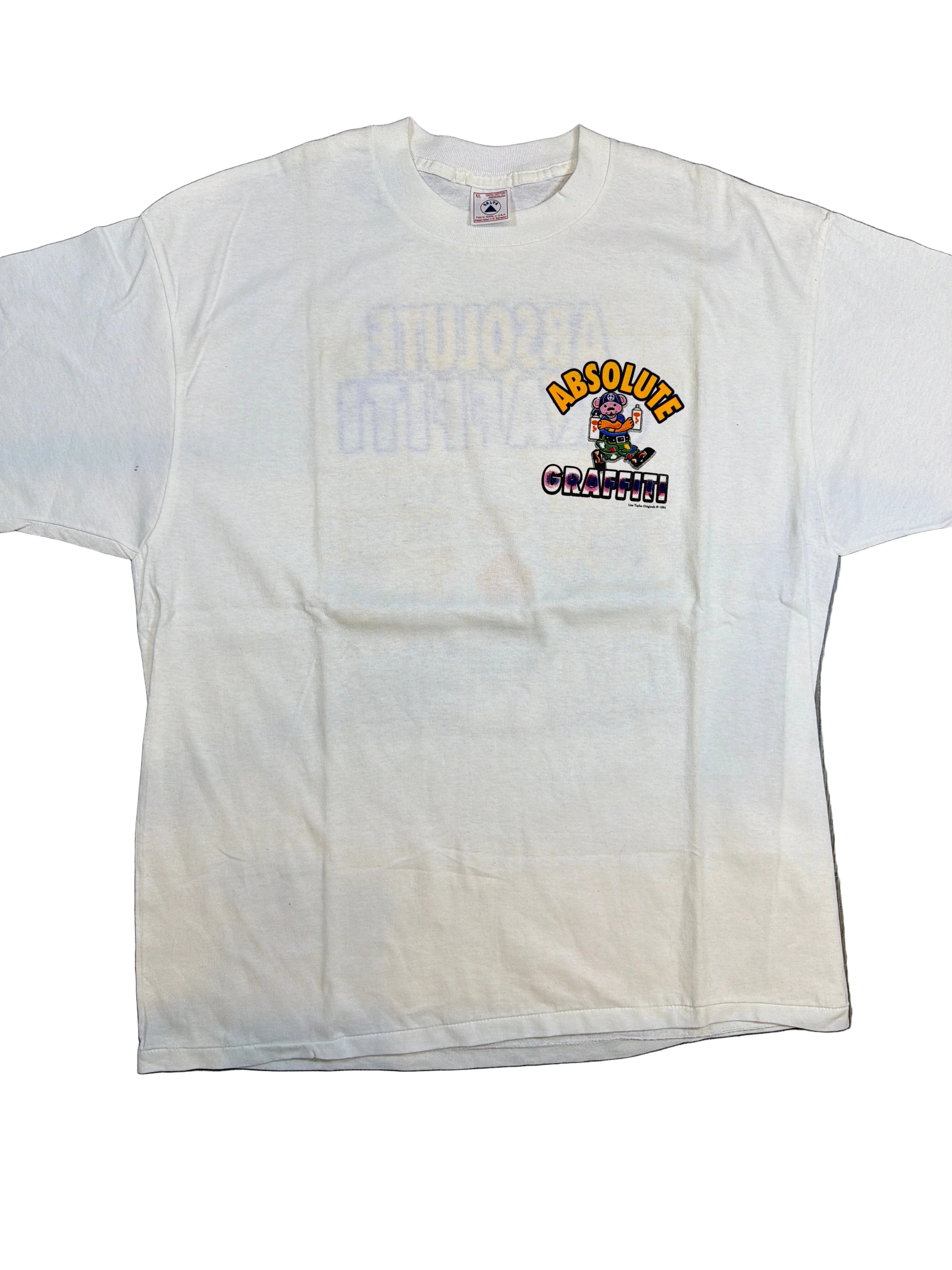 Absolute Graffiti Grateful Dead Bear 90s Delta Double Sided White T-Shirt XL