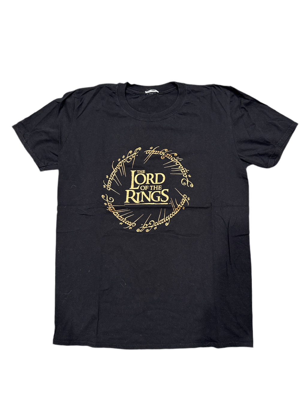 00s Lord of The Rings Movie Promo Black and Gold T-Shirt Medium