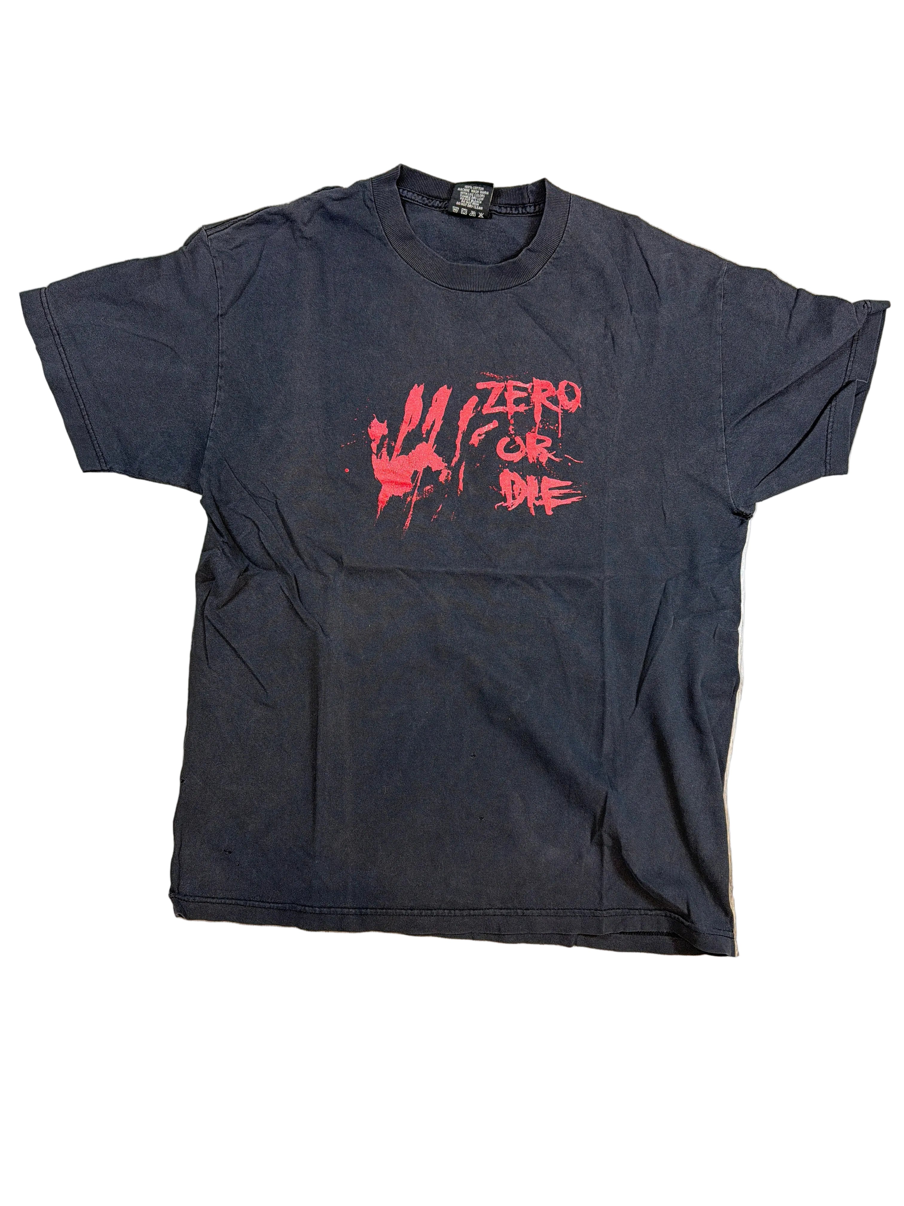 Zero or Die Skateboarding Faded Black T-Shirt Large