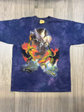 The Mountain Vintage Fantasy Knights Dragons Pegasus Tie Dye Blue XL
