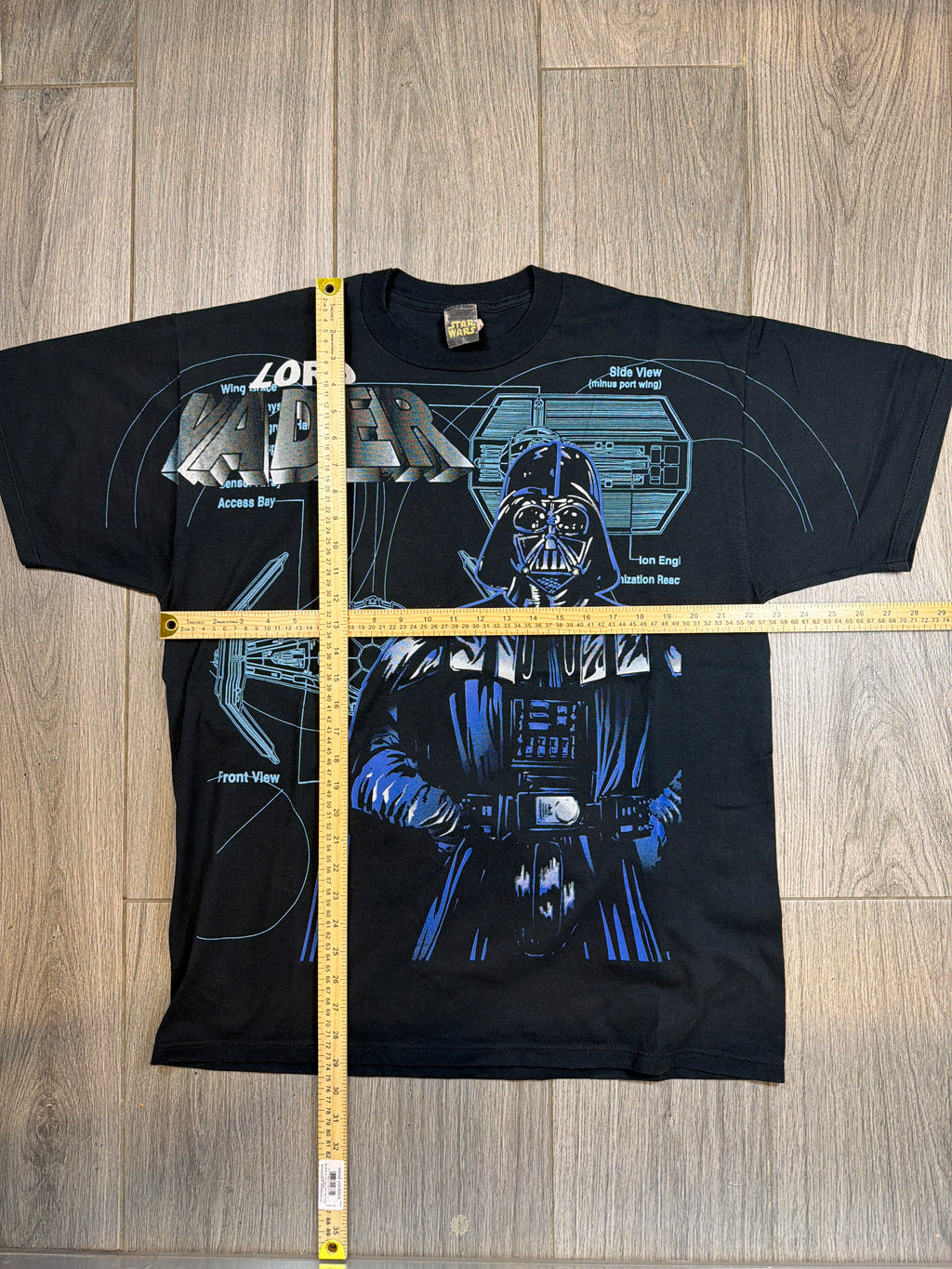 90s Darth Vader Death Star AOP All Over Print Black T-Shirt XL