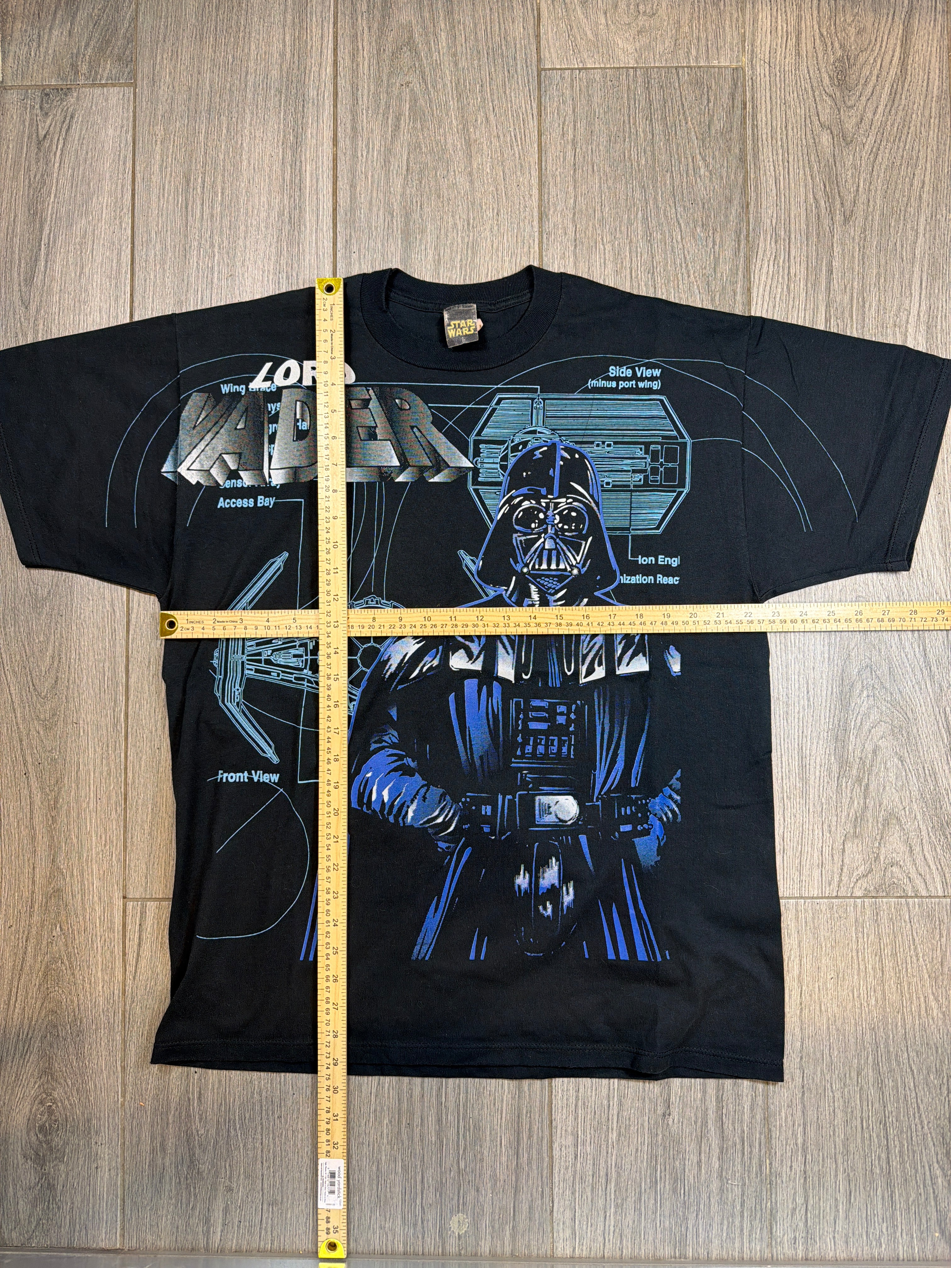 90s Darth Vader Death Star AOP All Over Print Black T-Shirt XL
