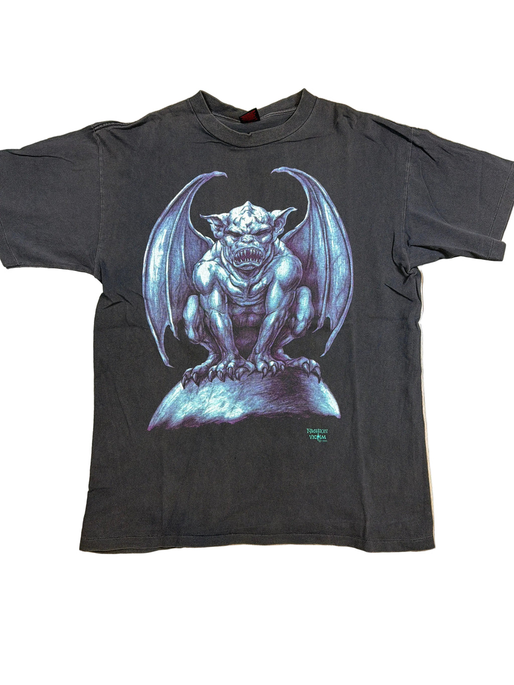 90s Fashion Victim Gargoyle Black Blue T-Shirt Large