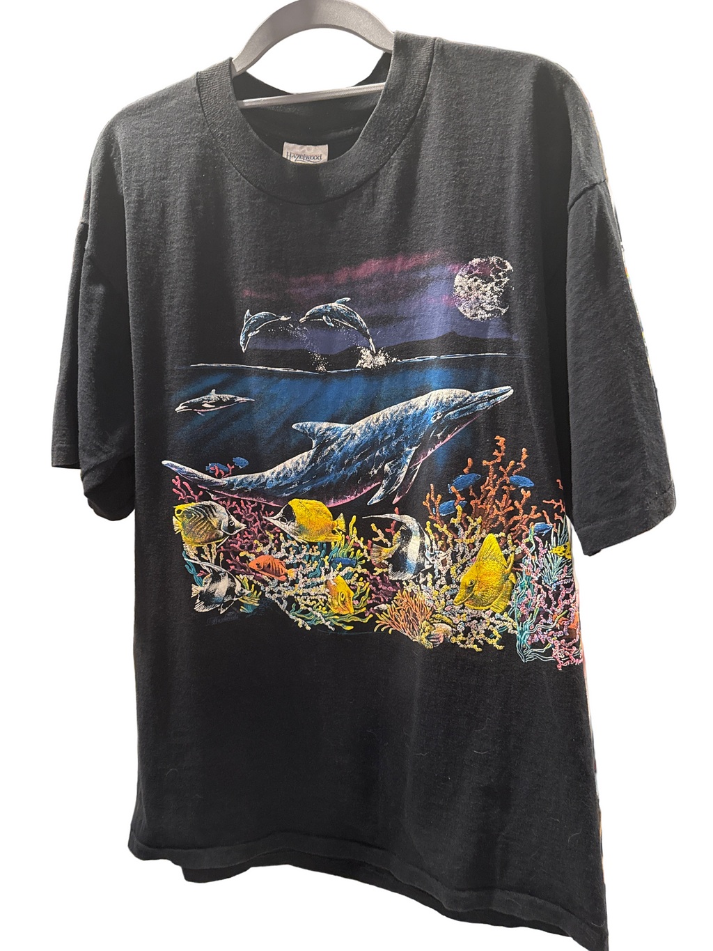 80s 90s Ocean Coral Dolphin Whale Wraparound Large Hazelwood Premo