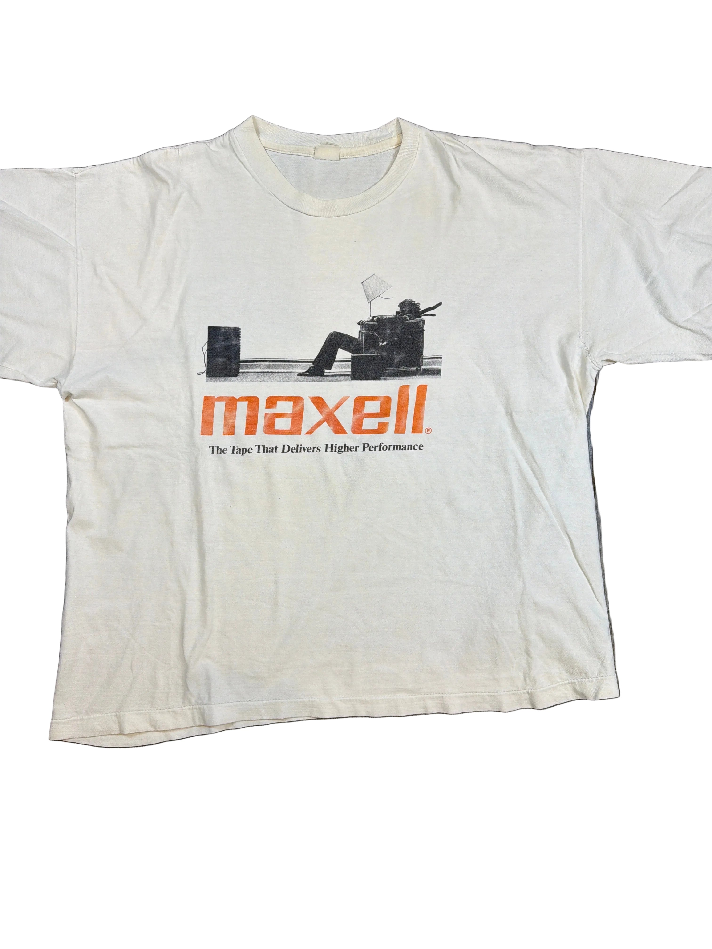 80s/90s Maxell Audio Tape Promo White T-Shirt XL