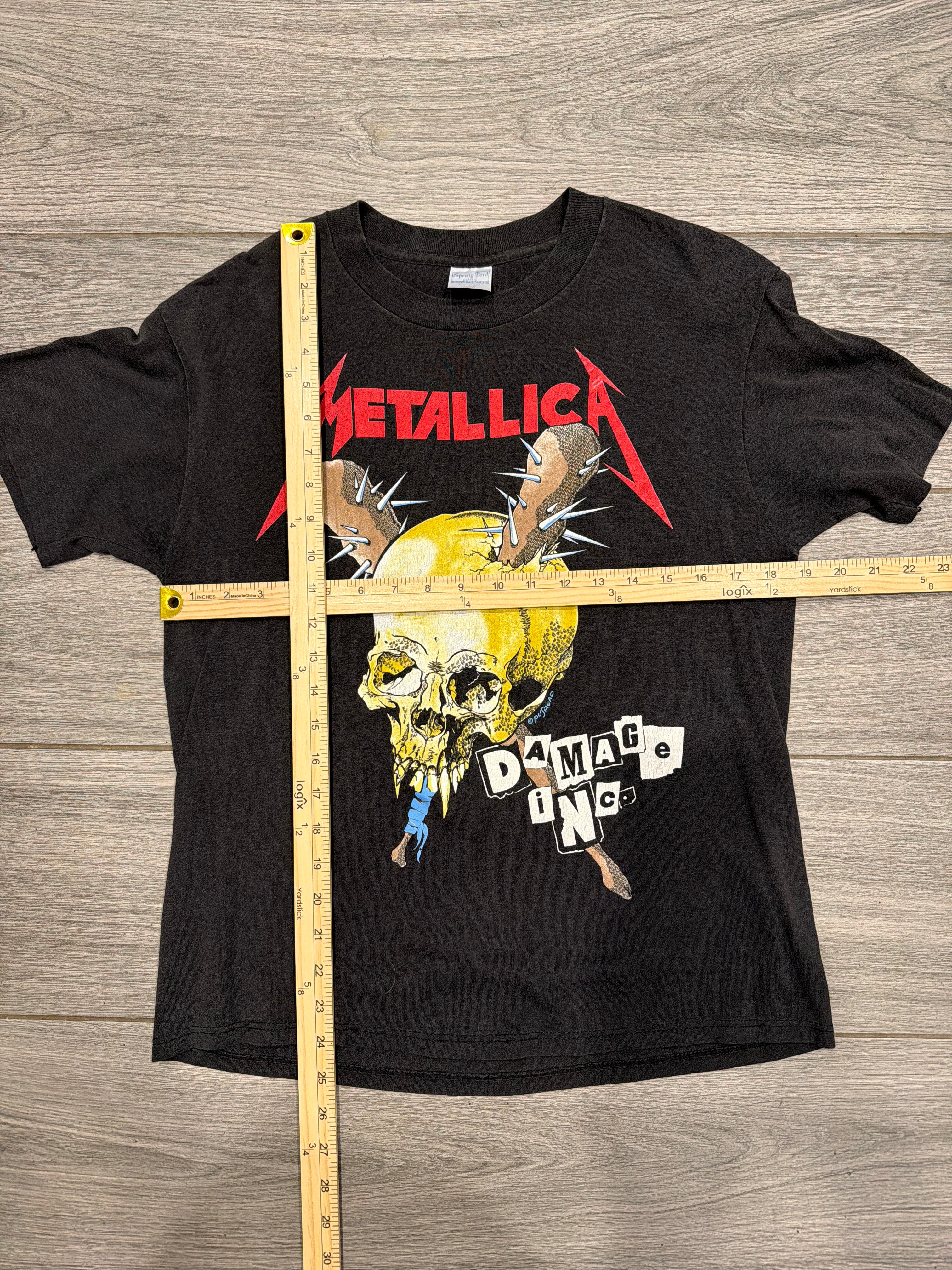 90er Metallica Dmg Inc Tour Pushead Double Sided Black T-Shirt Medium