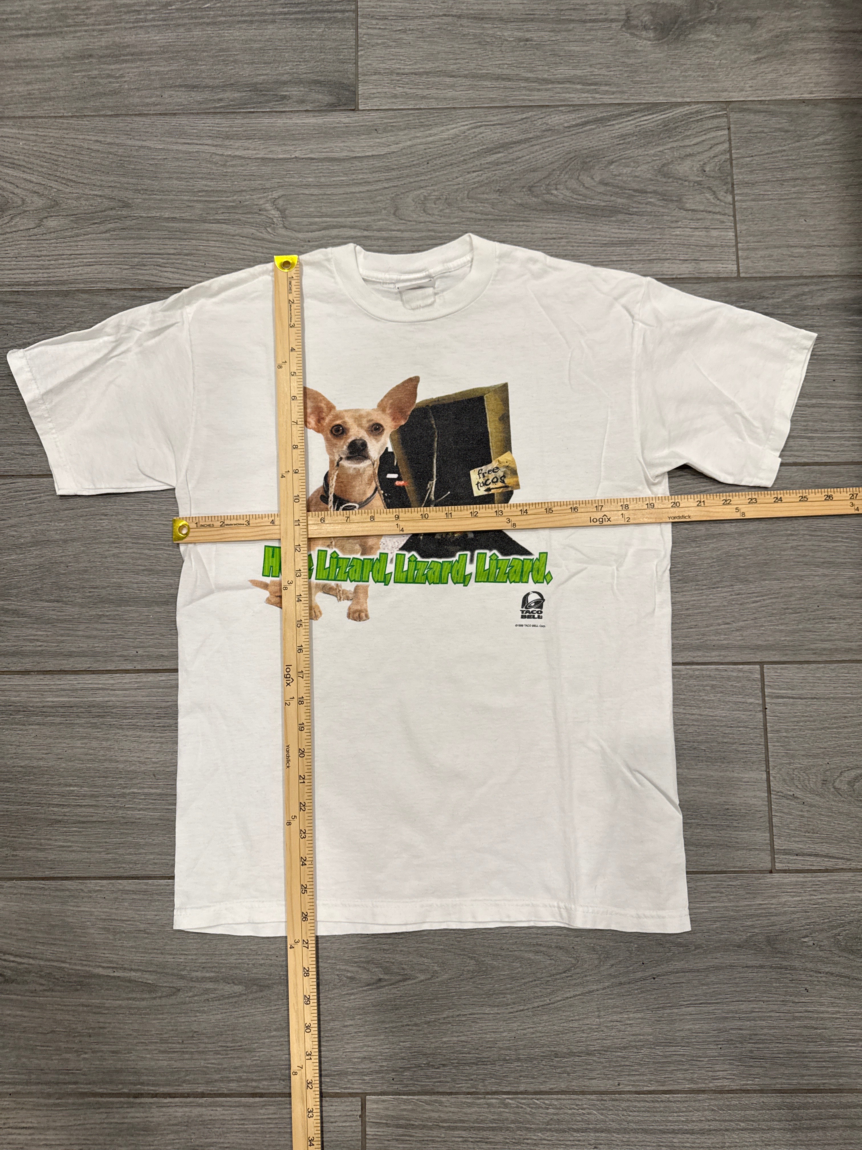 1998 Taco Bell Chihuahua Godzilla Bigger Box White T-Shirt Large