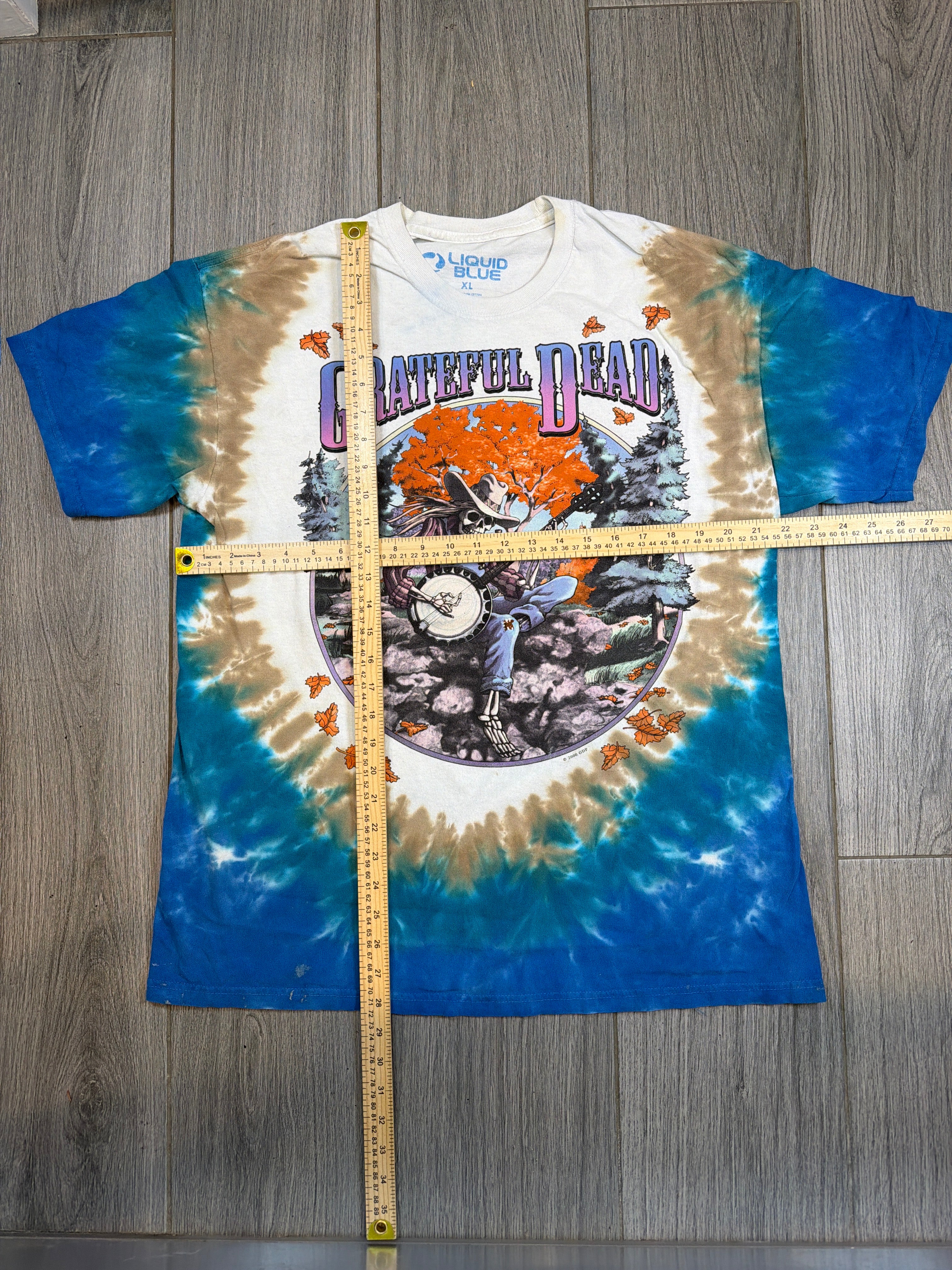 00s Grateful Dead 94 Fall Tour Double Sided Liquid Blue Tie Dye T-Shirt XL