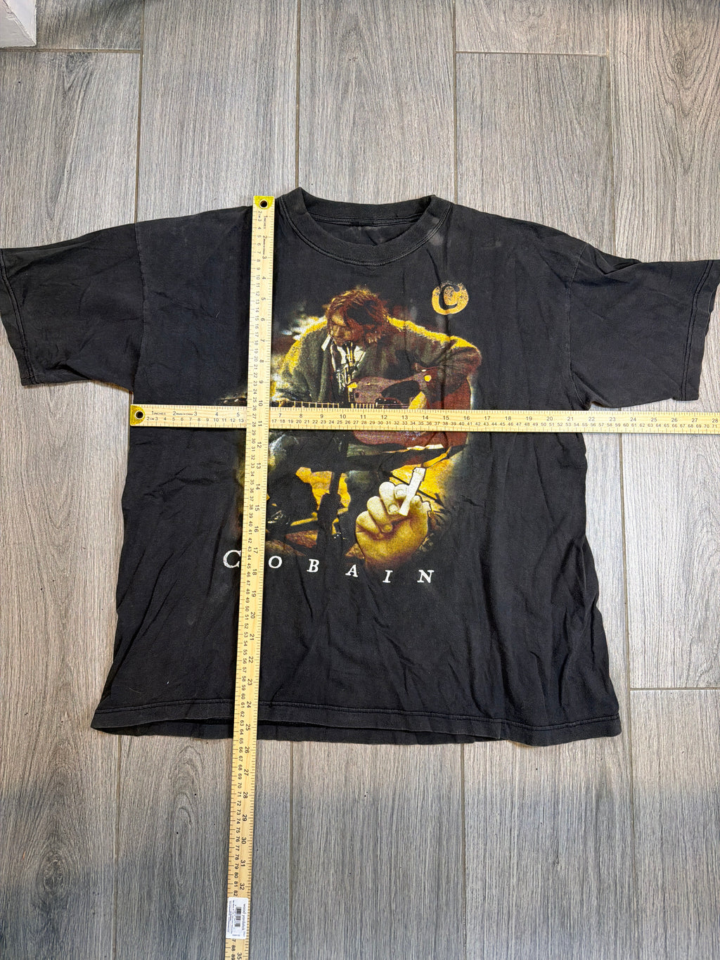 90s Nirvana Kurt Cobain Unplugged Big C Double Sided T-Shirt Large
