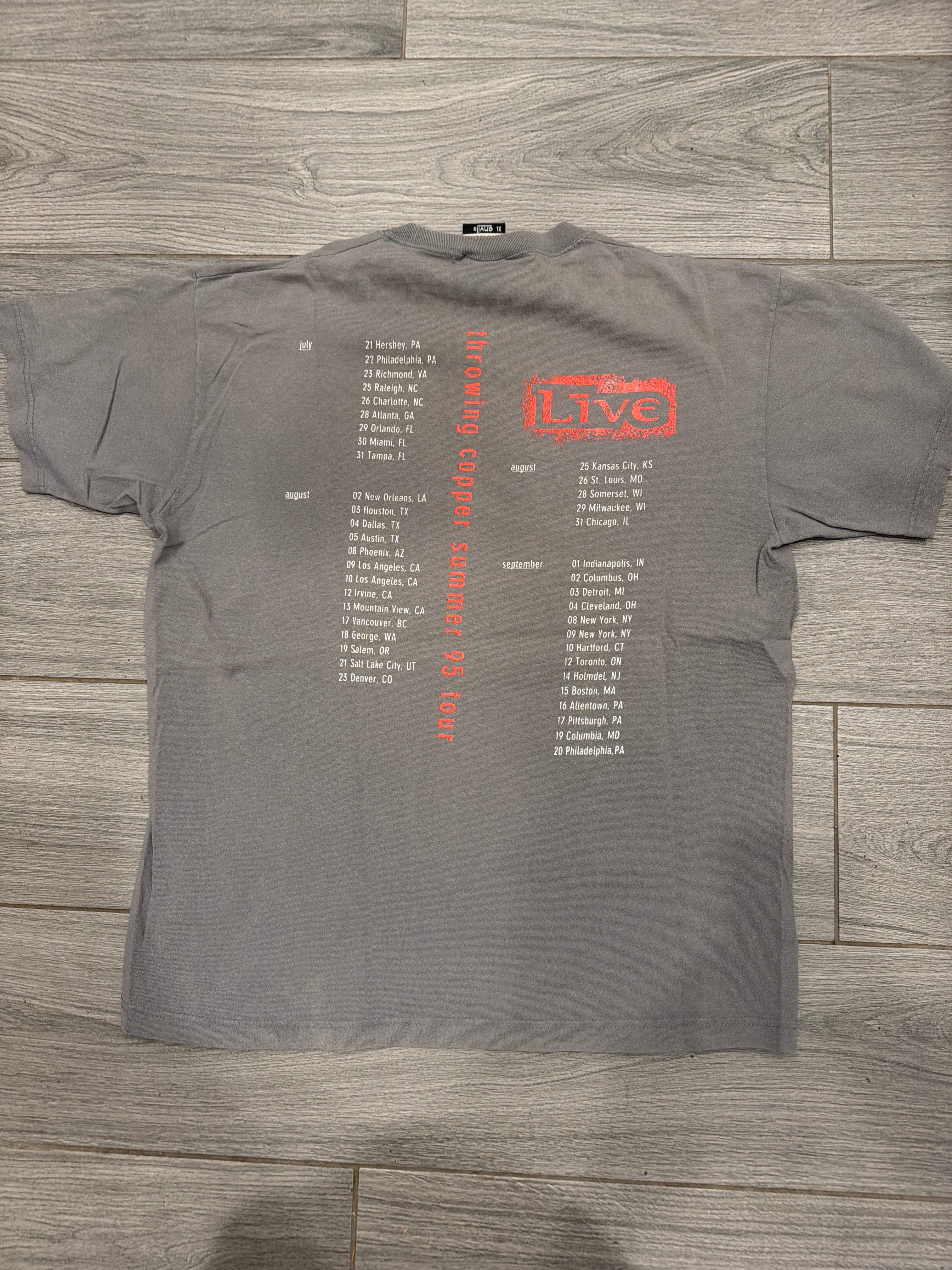 1995 Live Band Throwing Copper Tour Dates Grey T-Shirt XL