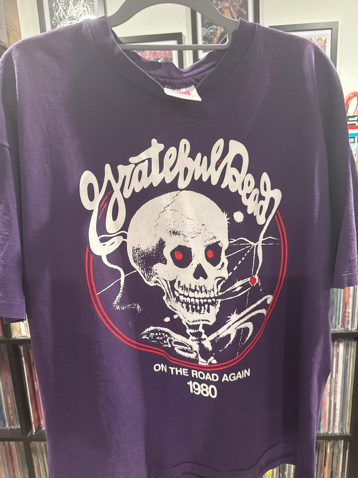 1980 Grateful Dead On the Road Again Purple XL Smoking Skeleton