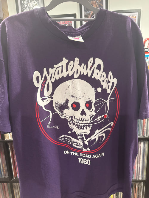 1980 Grateful Dead On the Road Again Purple XL Smoking Skeleton