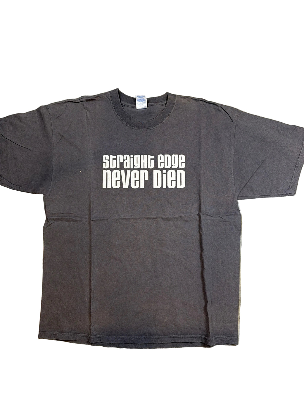 00s Straight Edge Never Died You Just Turned Cool Grey T-Shirt XL
