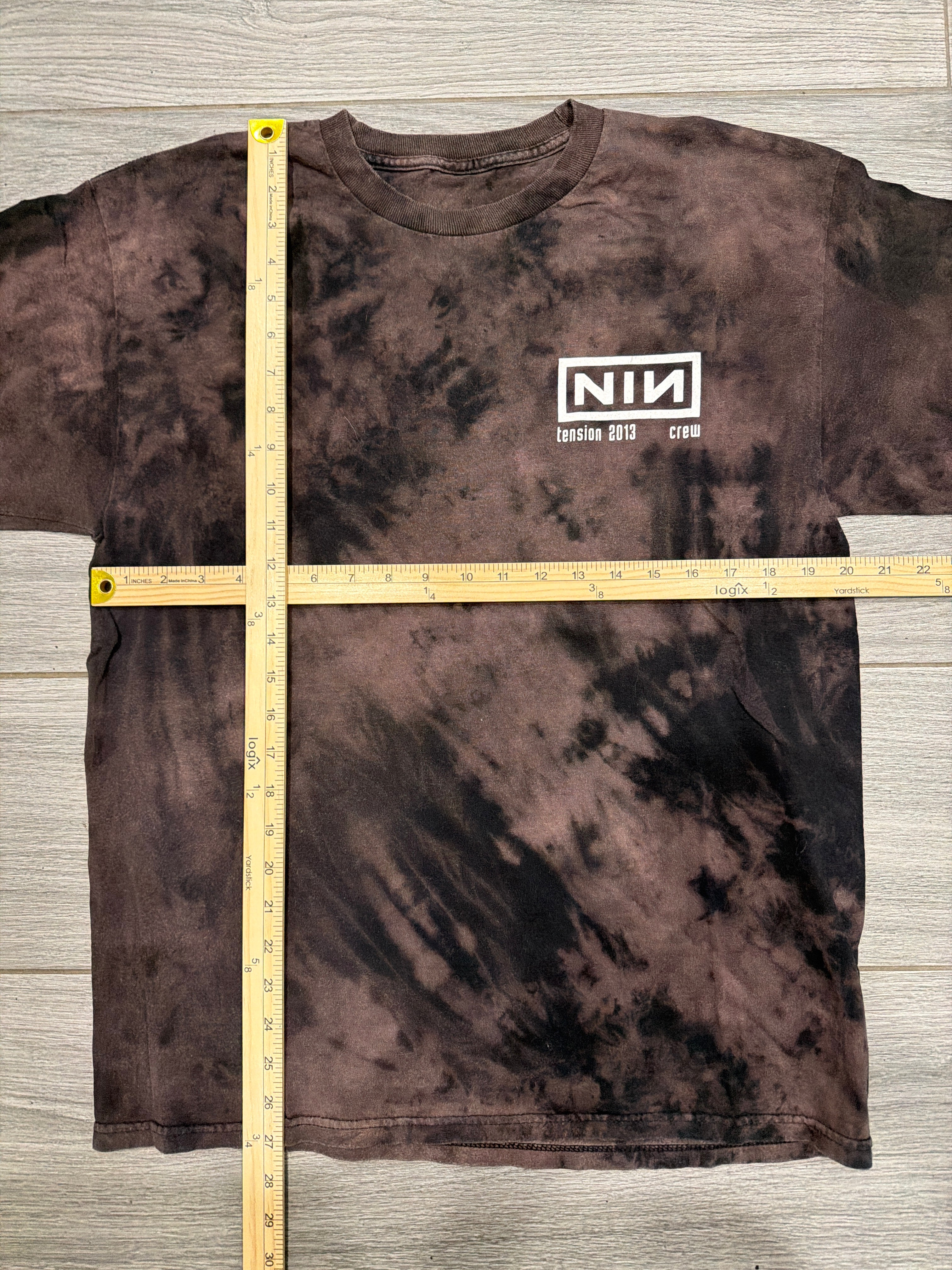 2013 Nine Inch Nails NIN Tension crew Tour Bleach Tie Dye Reznor Large