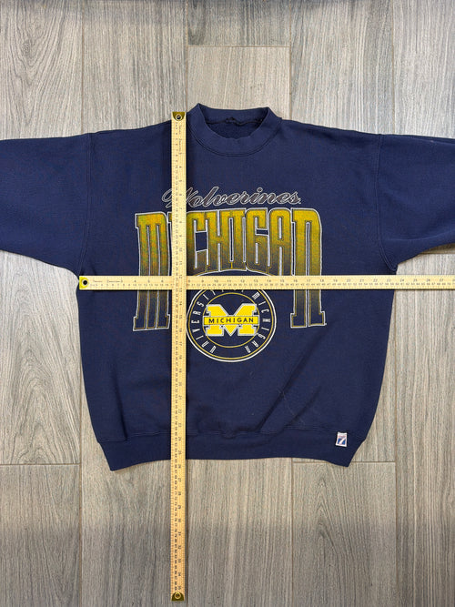 University of Michigan Wolverines Football 90s Blue Crewneck Sweatshirt Large