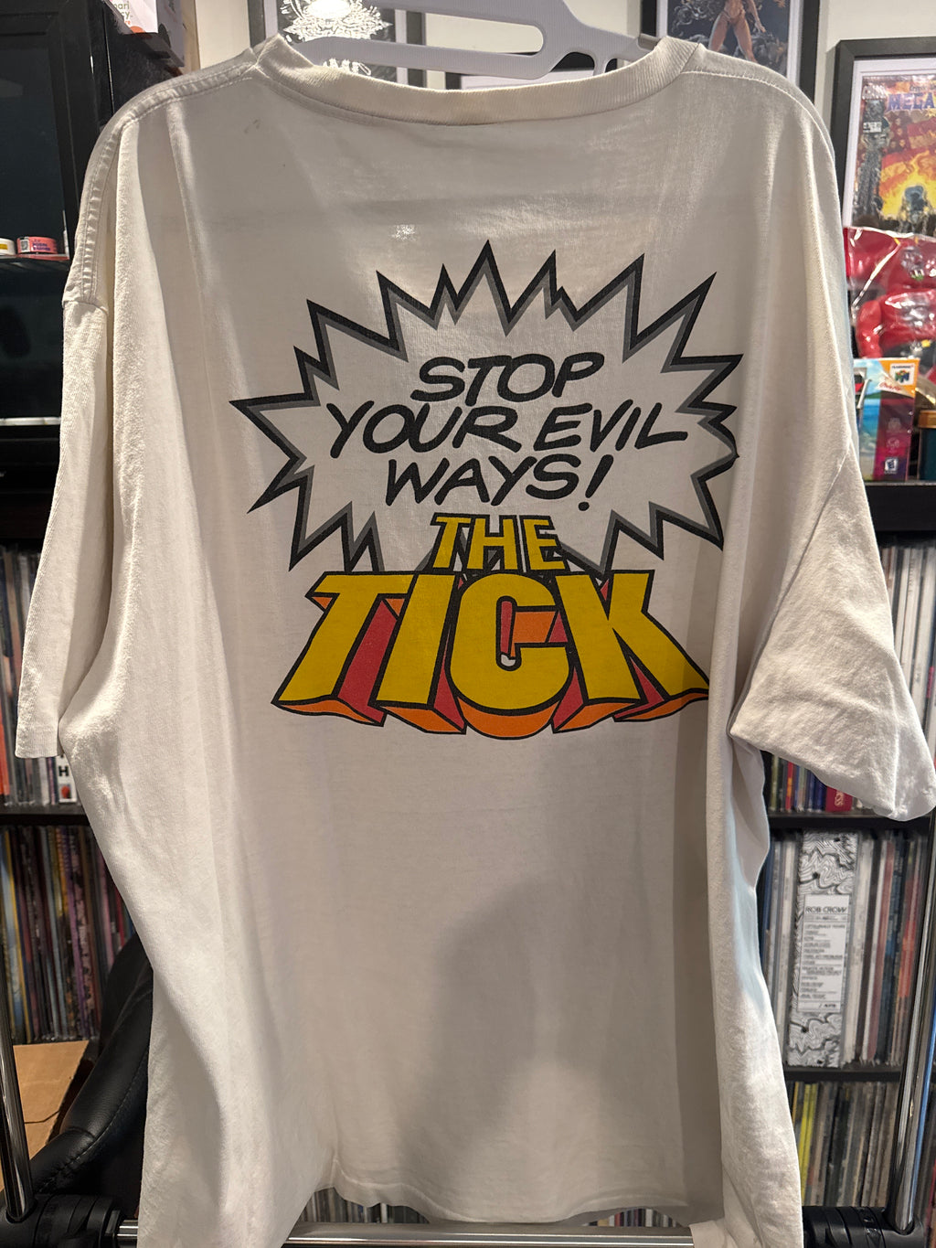 1994 The Tick Face Graphic Evil White XL Single Stitch