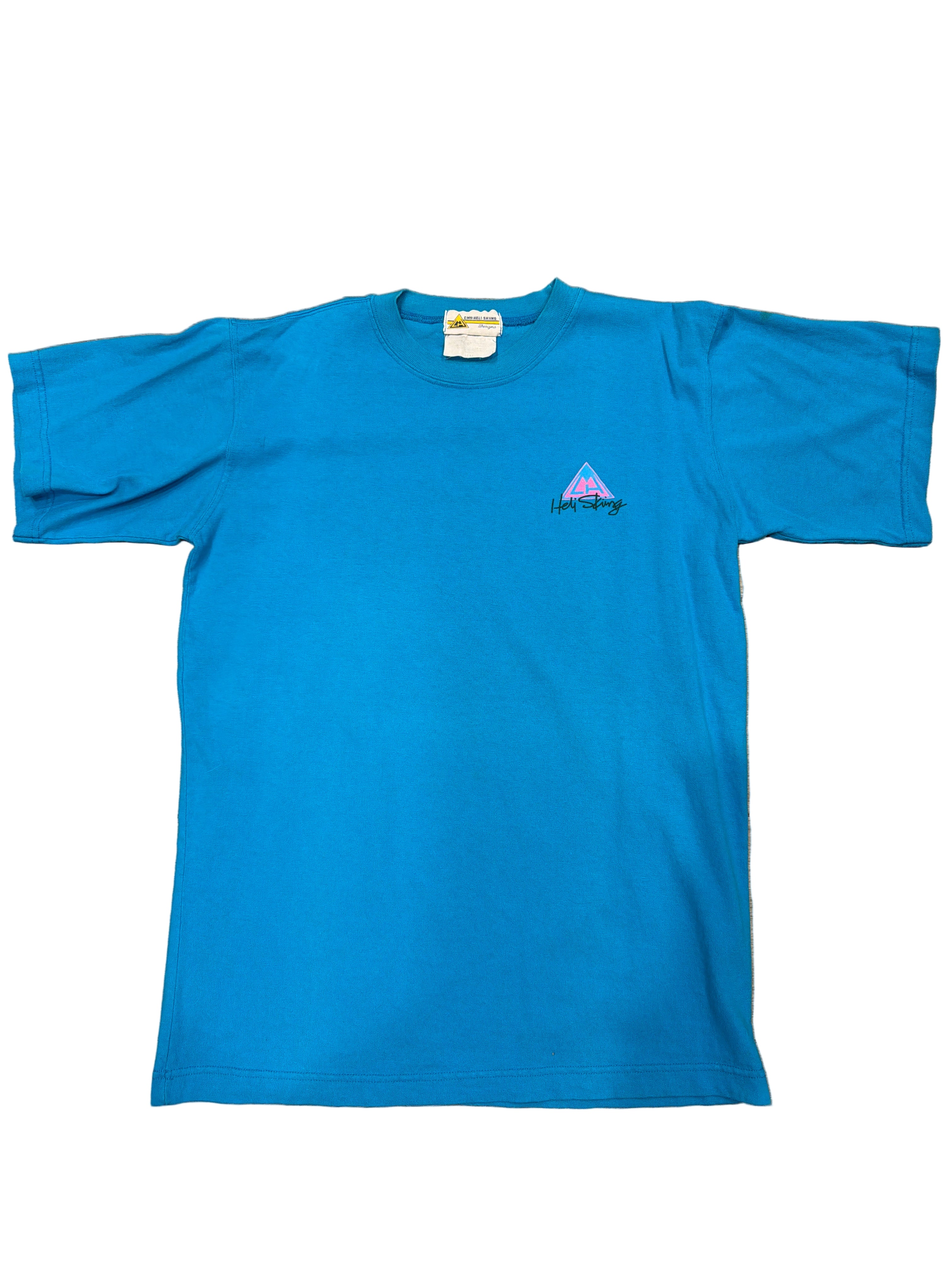 90s CMH Heli Skiing Design Puffed Snow Powder Skier T-Shirt Medium