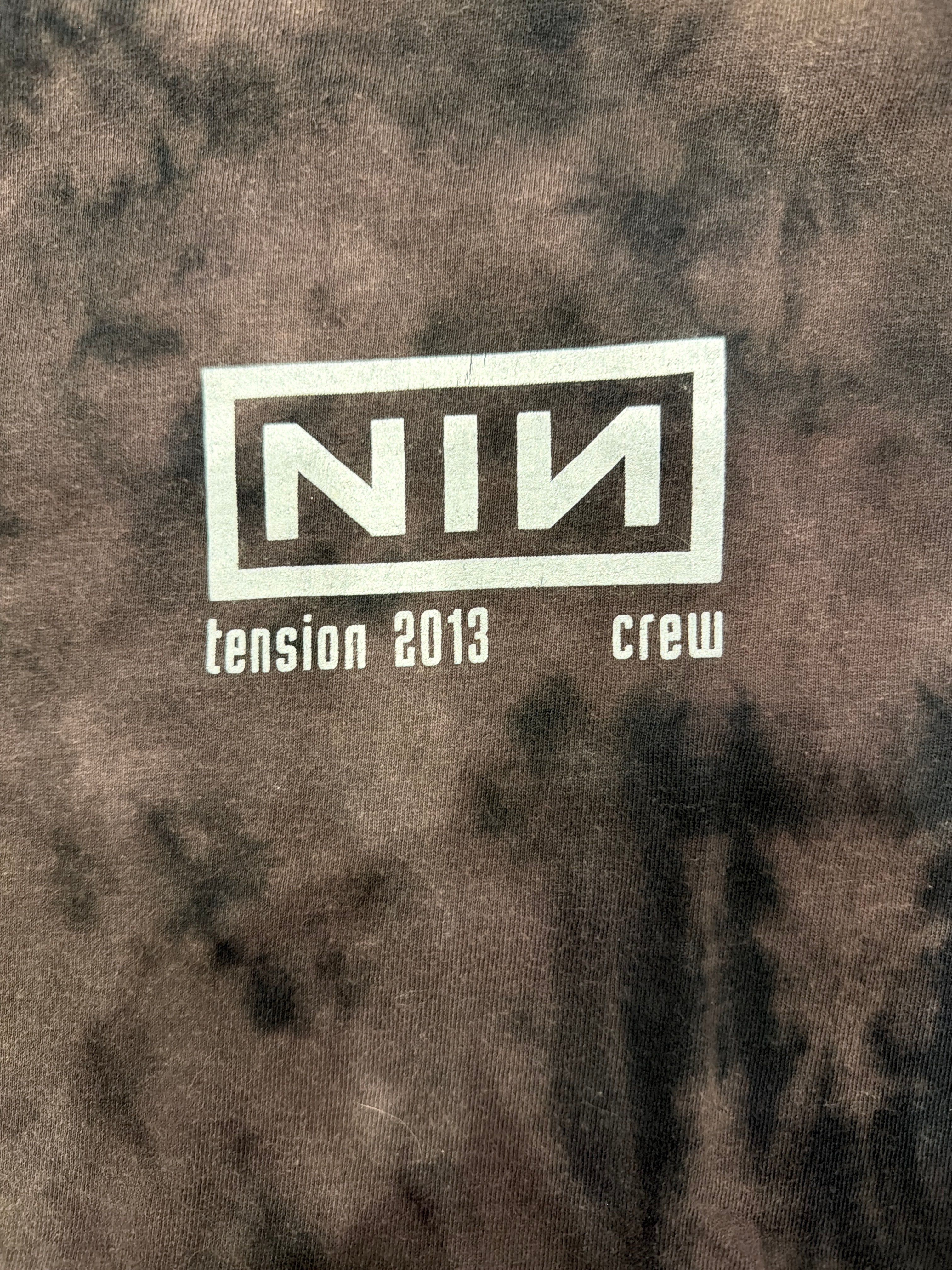 2013 Nine Inch Nails NIN Tension crew Tour Bleach Tie Dye Reznor Large