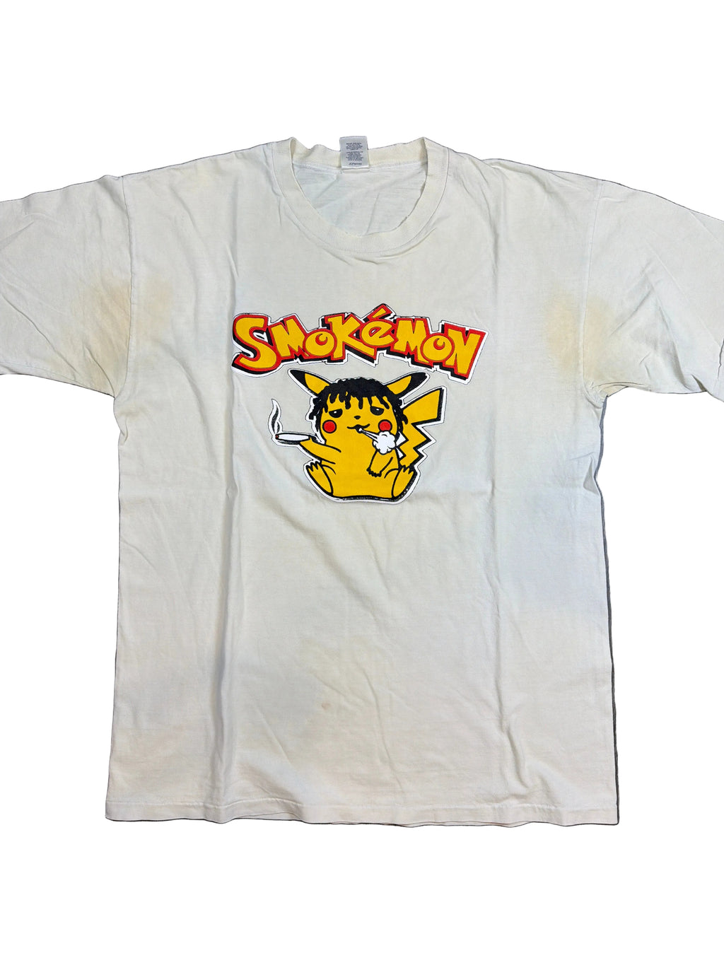 Smokemon Pokemon Parody Vintage Drug Marijuana White T-Shirt Large