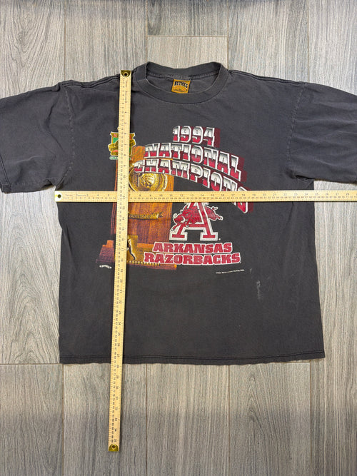 Arkansas Razorbacks 1994 National Champions Nutmeg Vintage Black T-Shirt  XL