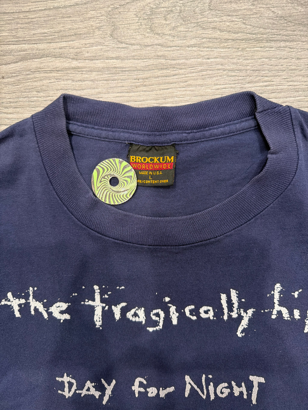 1994 The Tragically Hip Day For Night Album Blue T-Shirt Large Brockum