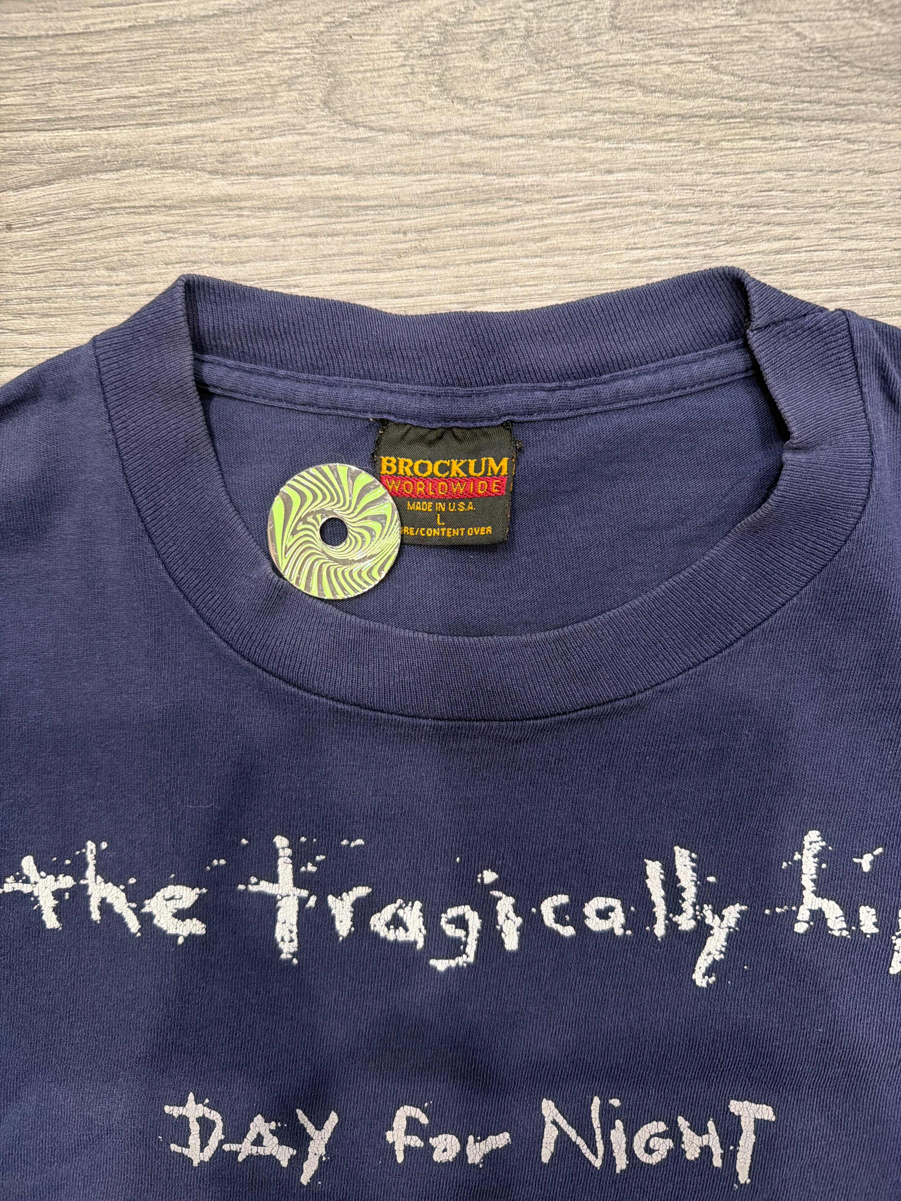 1994 The Tragically Hip Day For Night Album Blue T-Shirt Large Brockum
