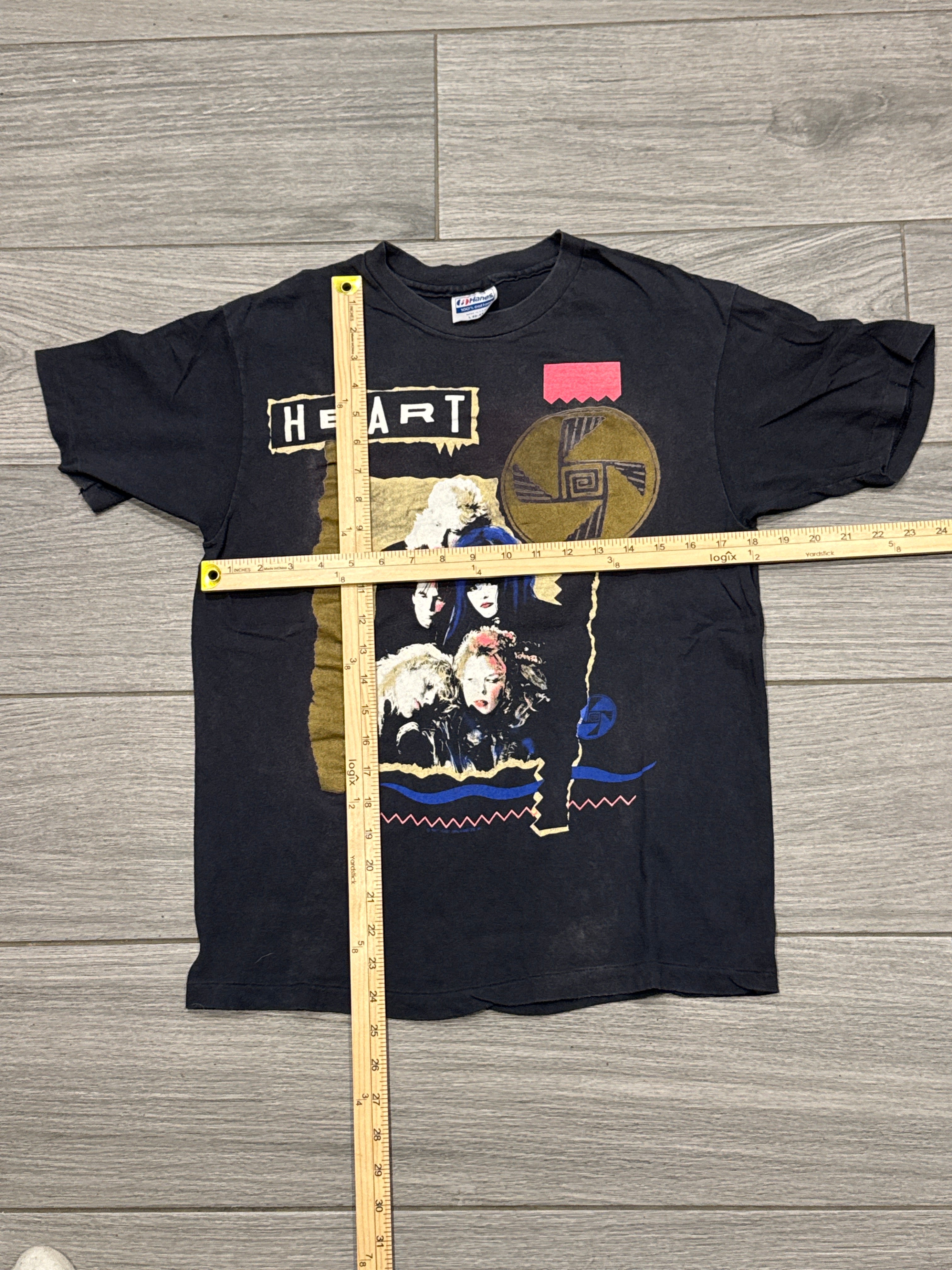 1987 Heart Tour Hanes Black T-Shirt Ann Nancy Wilson Medium