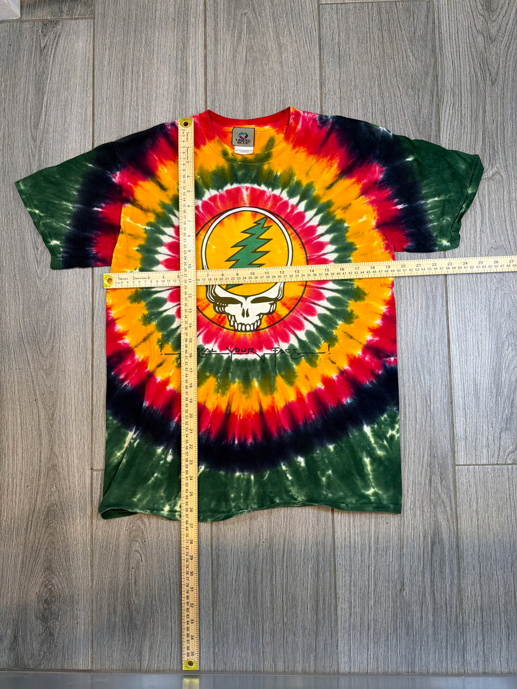 Vintage Y2K Grateful Dead Steal Your Face Liquid Blue Tie Dye T-Shirt Medium