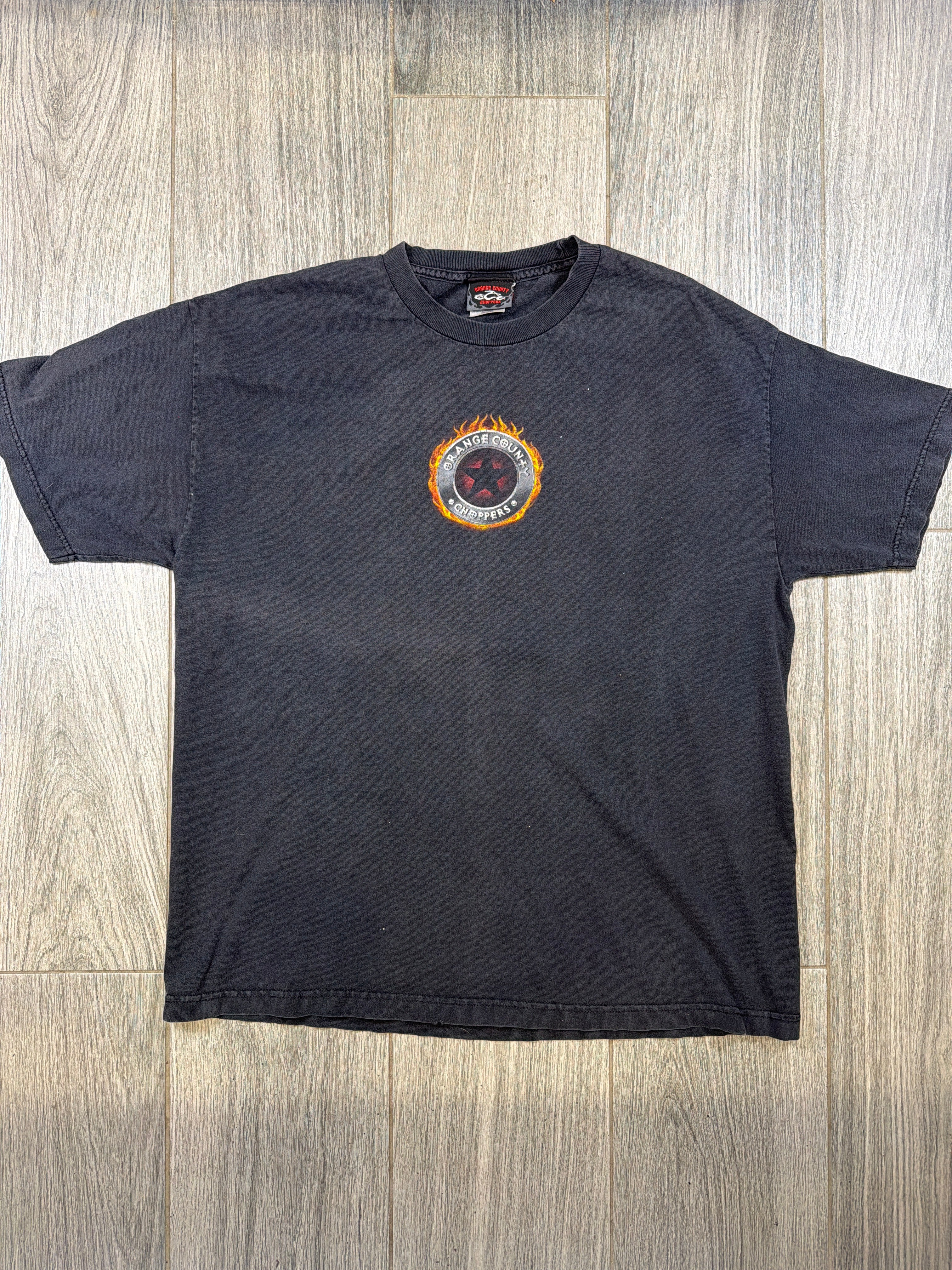 Orange County Choppers Flames Faded Black T-Shirt XL