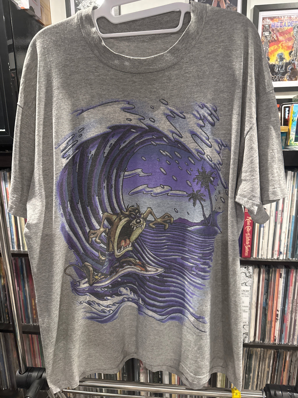 1997 Taz Surf Wave Looney Tunes XL Single Stitch Grey