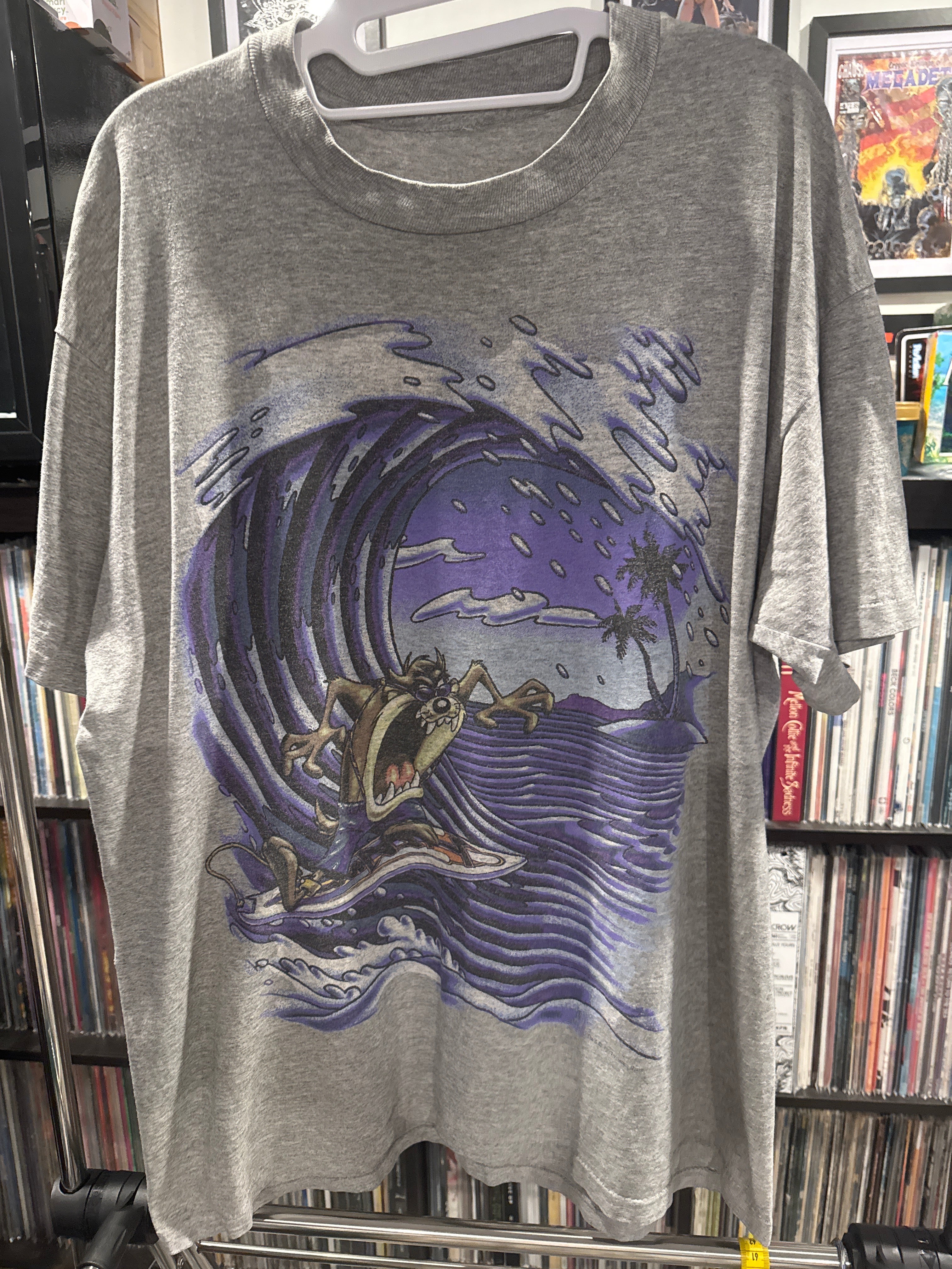 1997 Taz Surf Wave Looney Tunes XL Single Stitch Grey