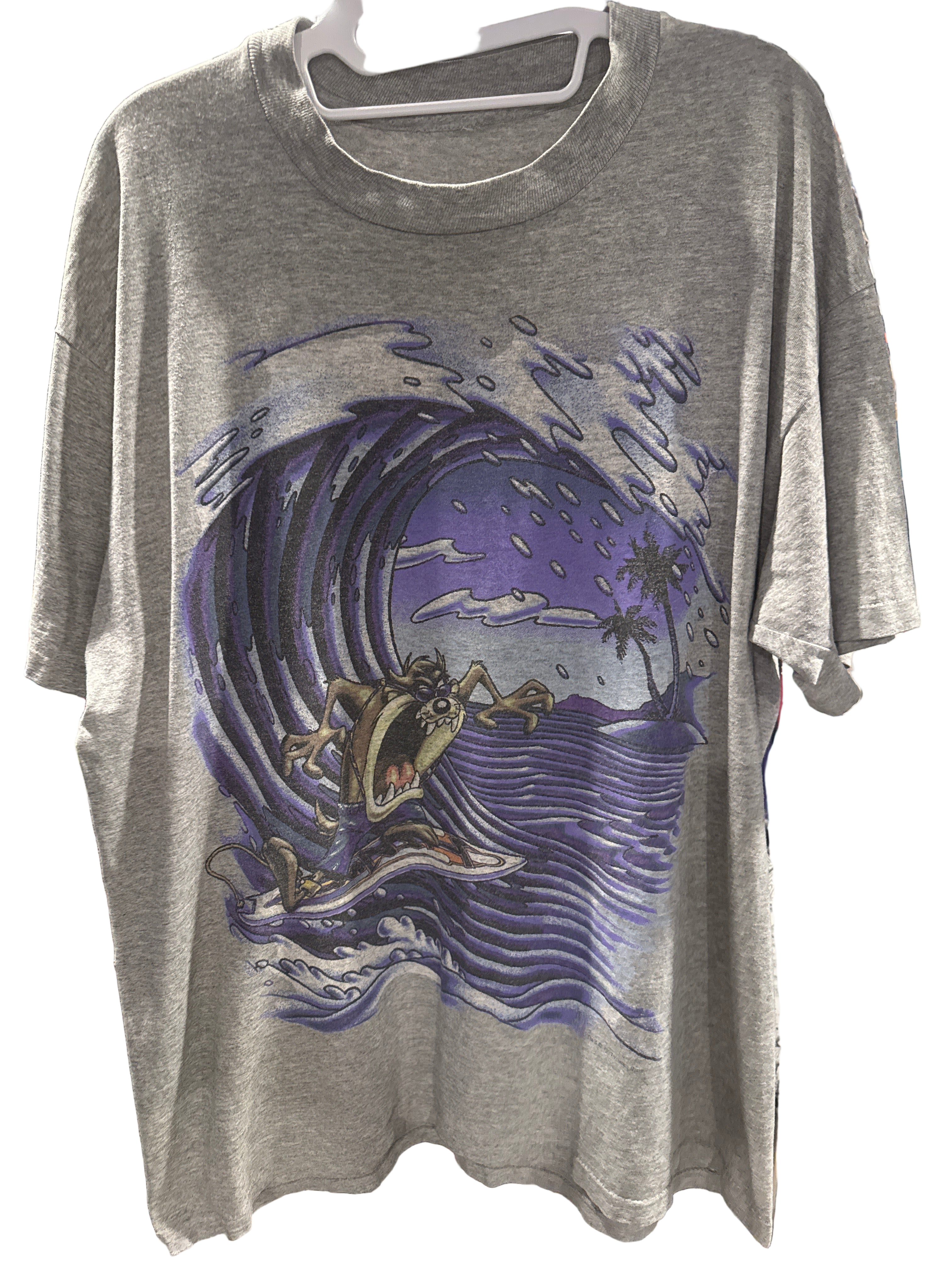 1997 Taz Surf Wave Looney Tunes Single Stitch Grey XL