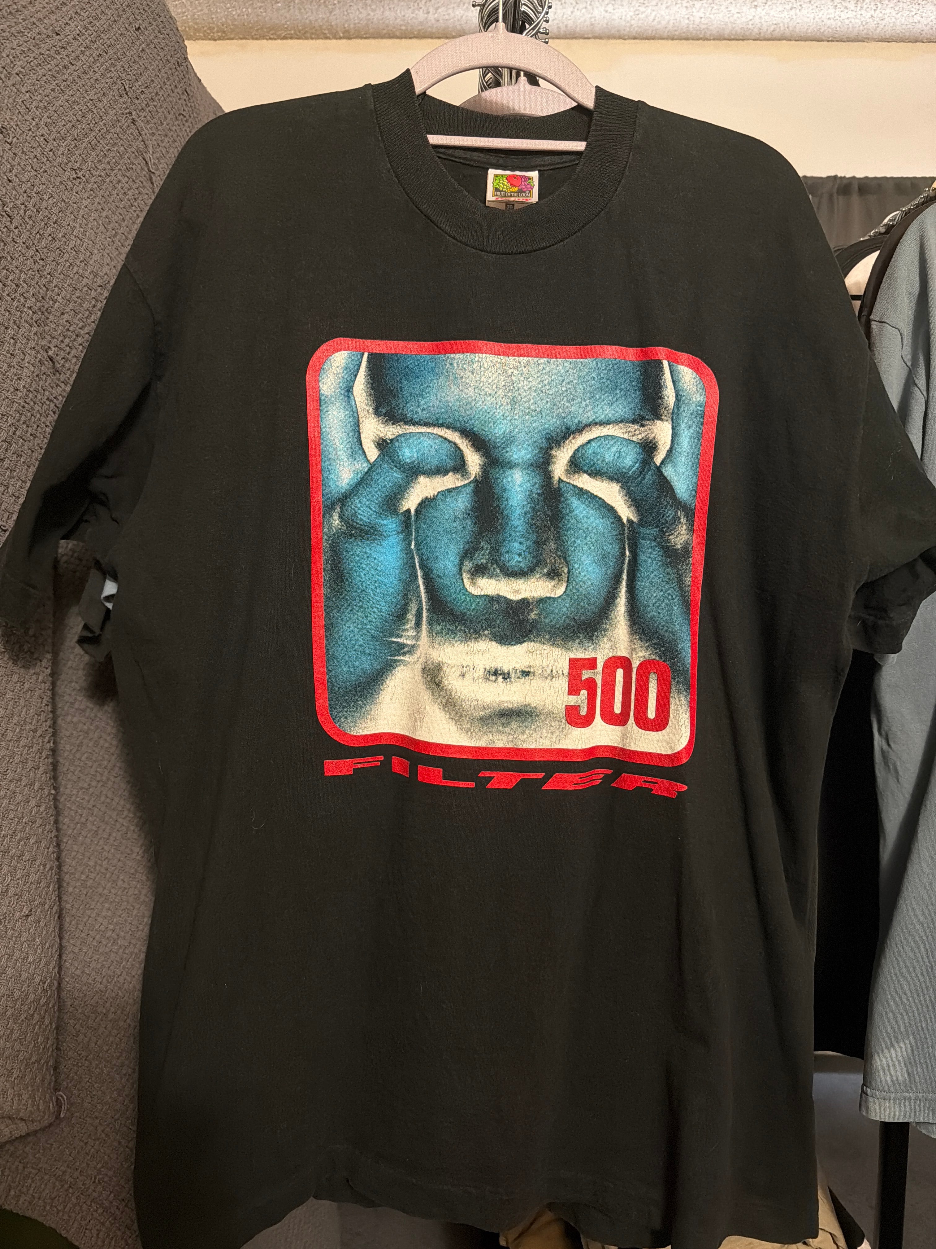 1996 Filter Band T Shirt "500- Hey Man Nice Shot" Black XL T Shirt