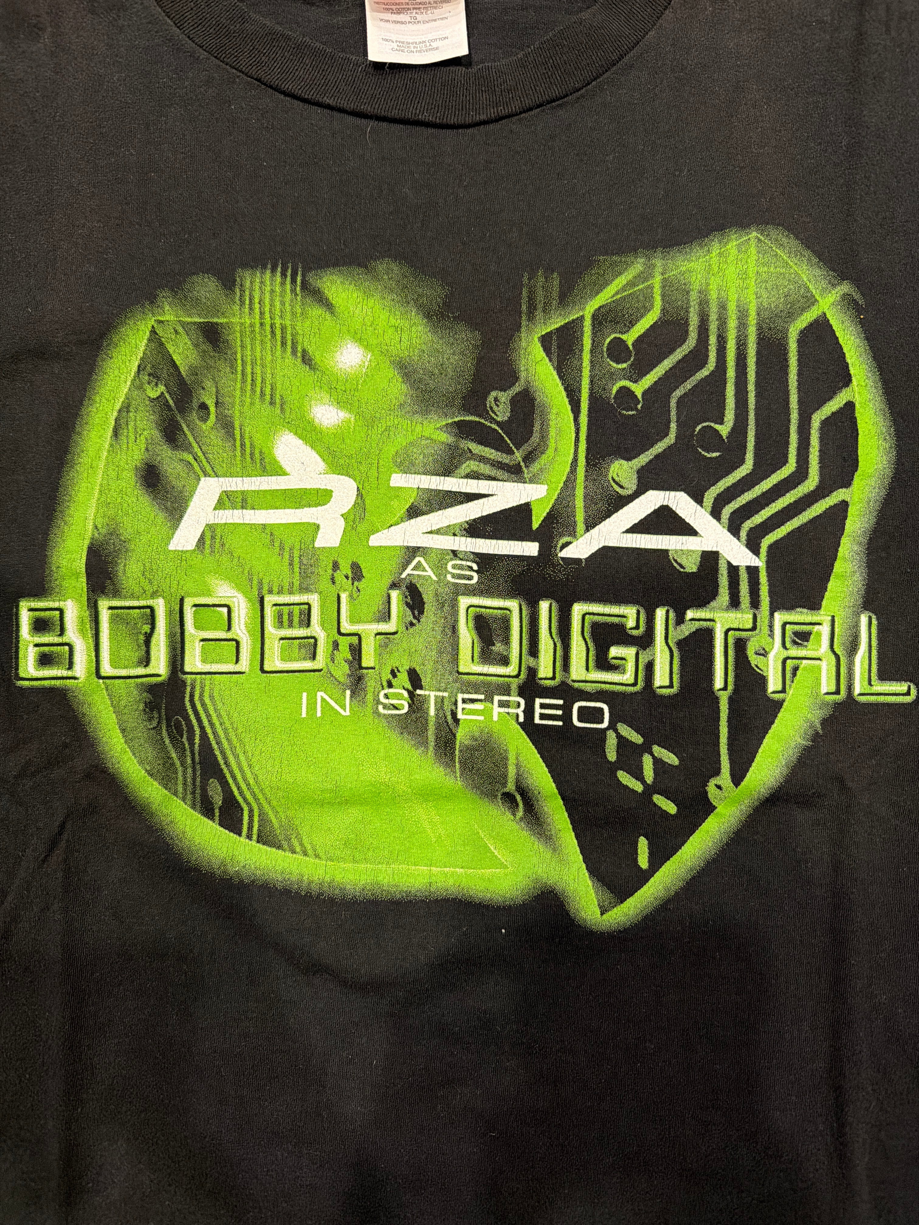 90s Wu Tang RzA Bobby Digital XL Single Stitched Black T-Shirt