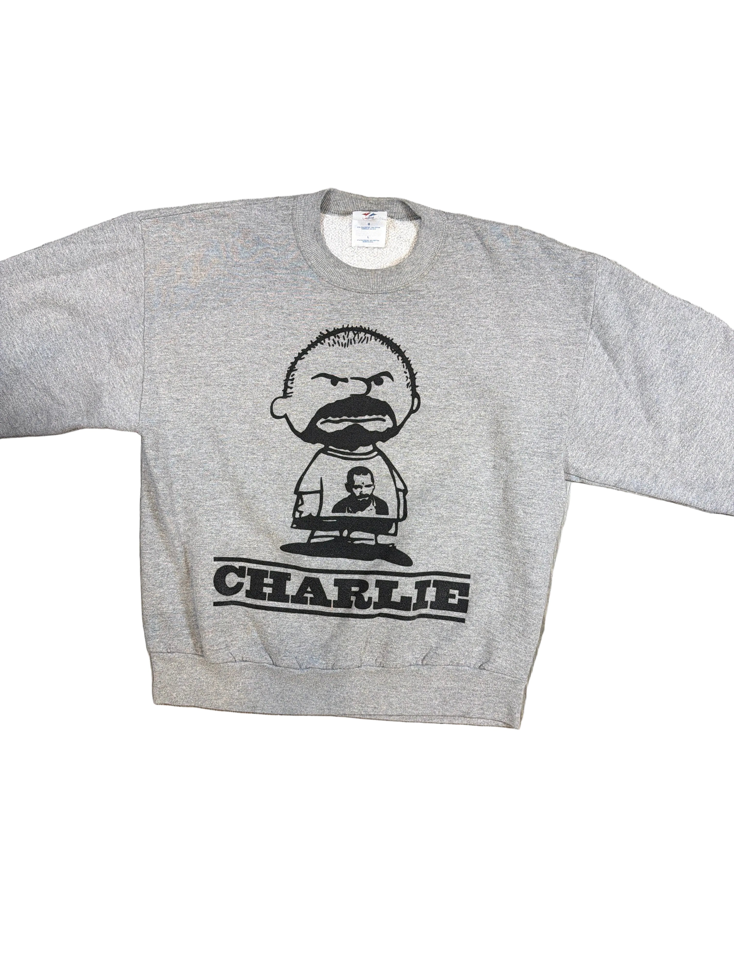 Charlie Brown Manson Heather Grey Hoodie Large