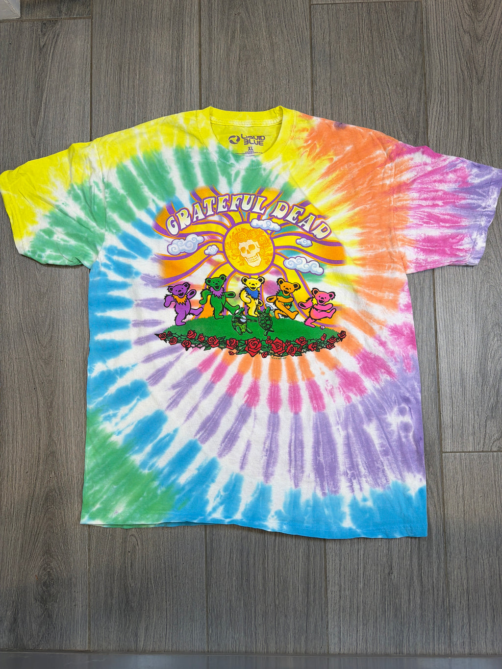 00er Grateful Dead Liquid Blue Teletubbies Parodie Batik T-Shirt XL