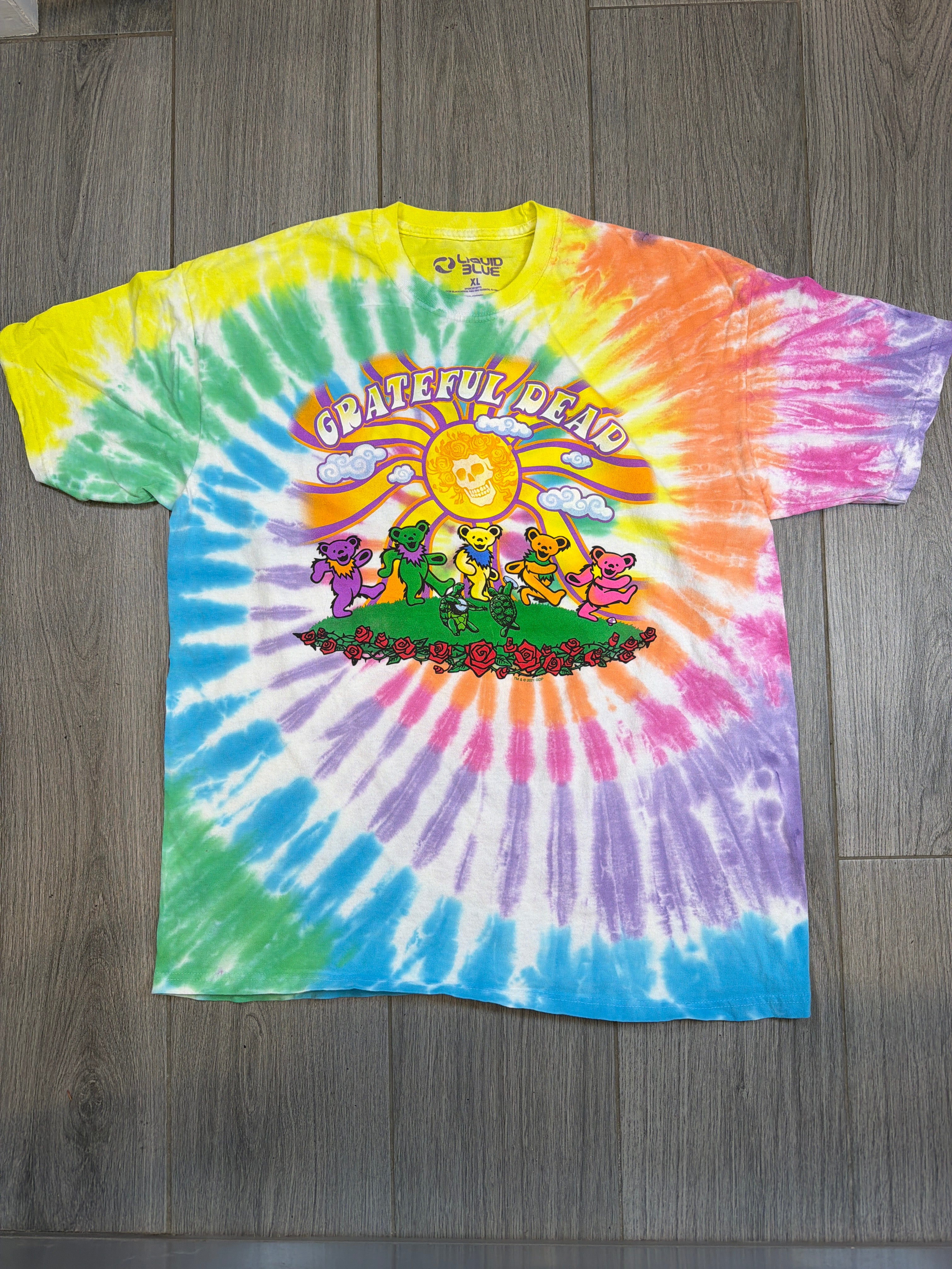 00s Grateful Dead Liquid Blue Teletubbies Parody Tie Dye T-Shirt XL