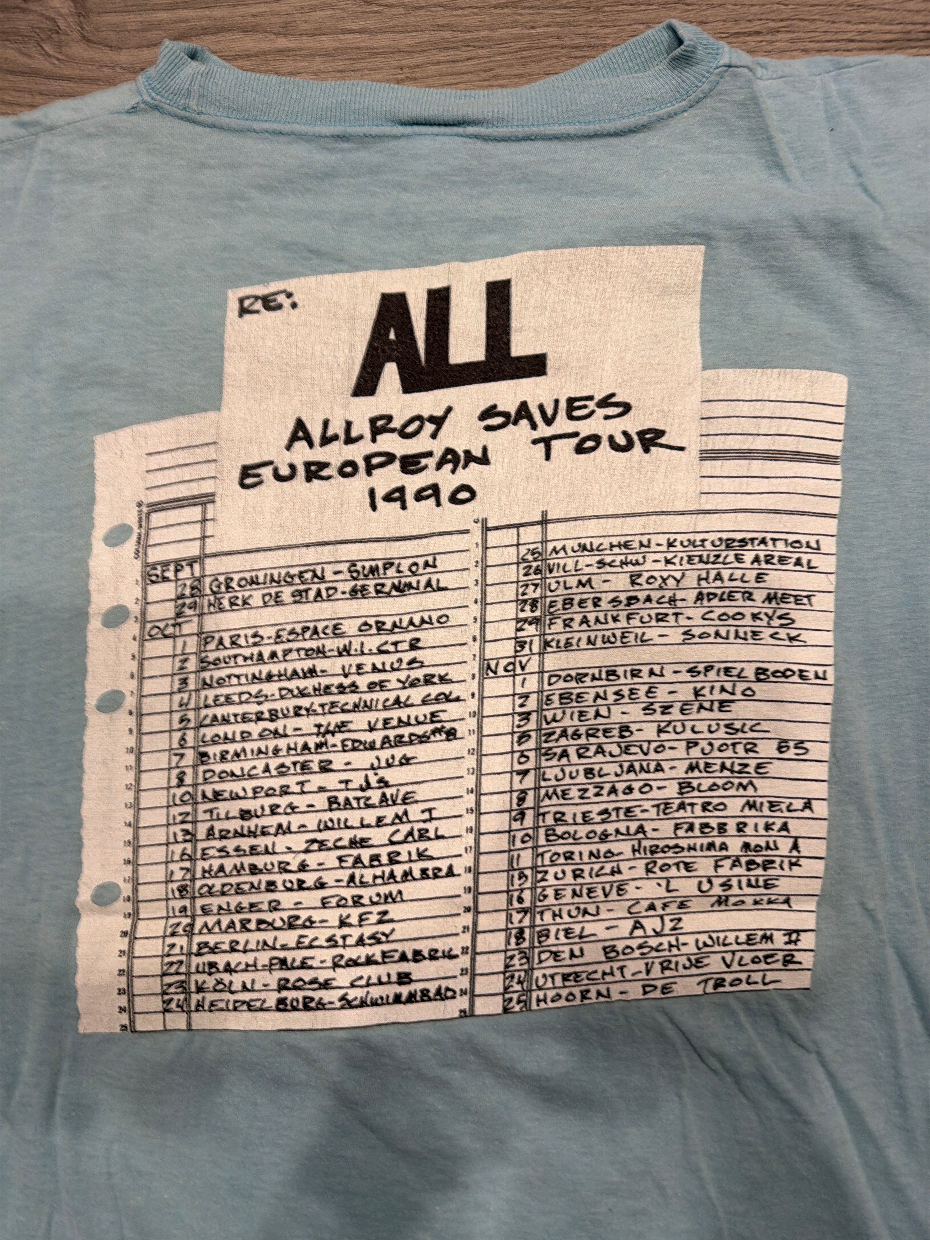 1990 All Allroy Saves European Tour Descendants Blue XL T-Shirt