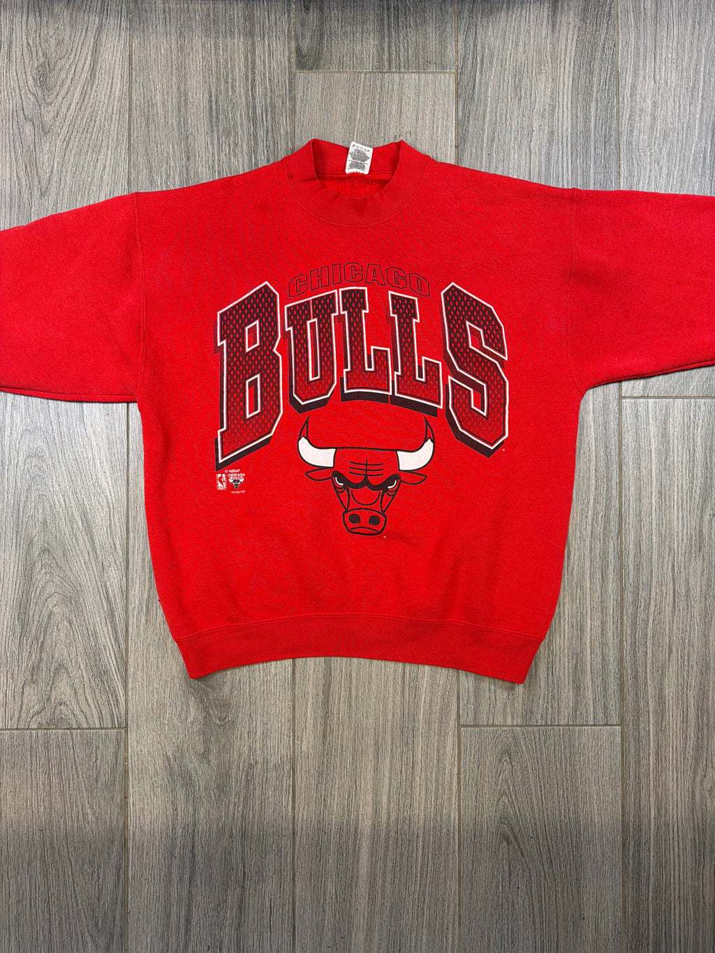 Chicago Bulls 90s Spellout Fotl Red Crewneck Sweatshirt Large