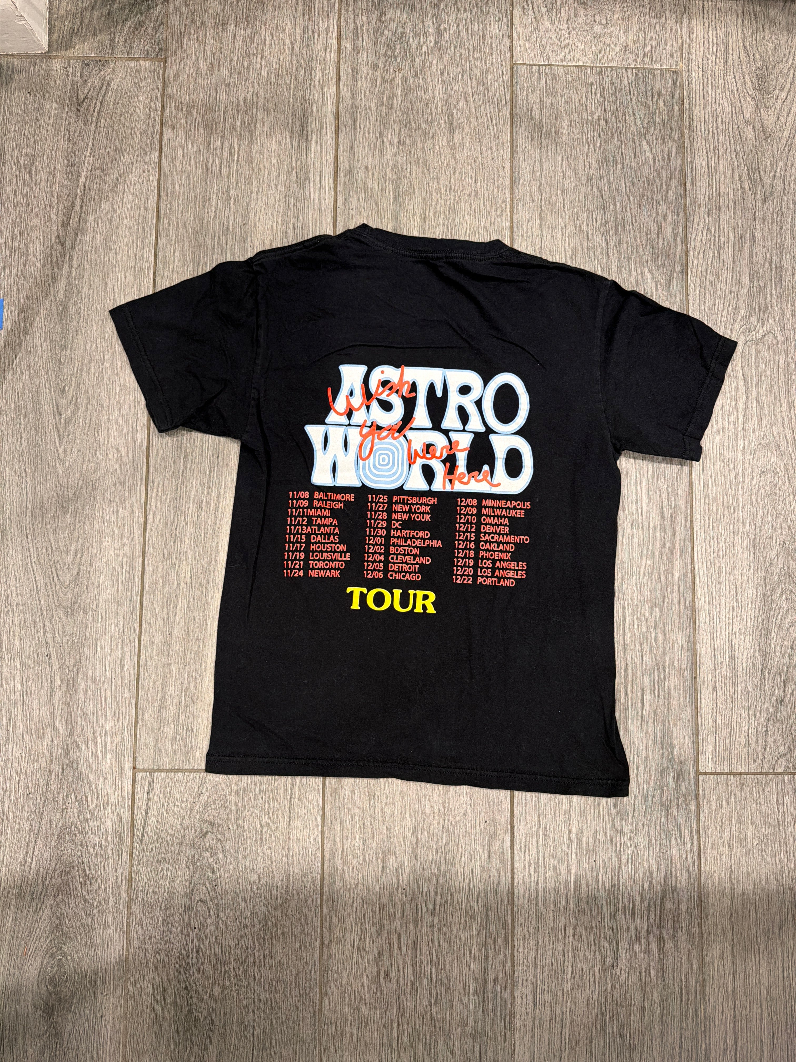 Travis Scott Astro World Wish You Were Here Tour Black T-Shirt Small