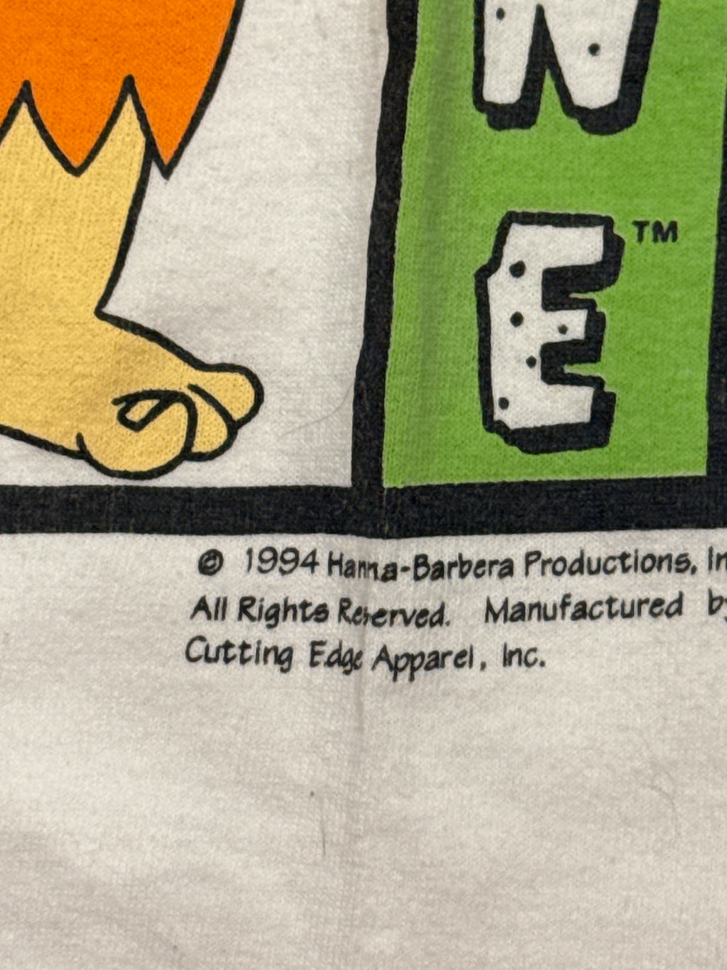 1994 Fred Flinstone Squares White Single Stitched Delta T-Shirt Large