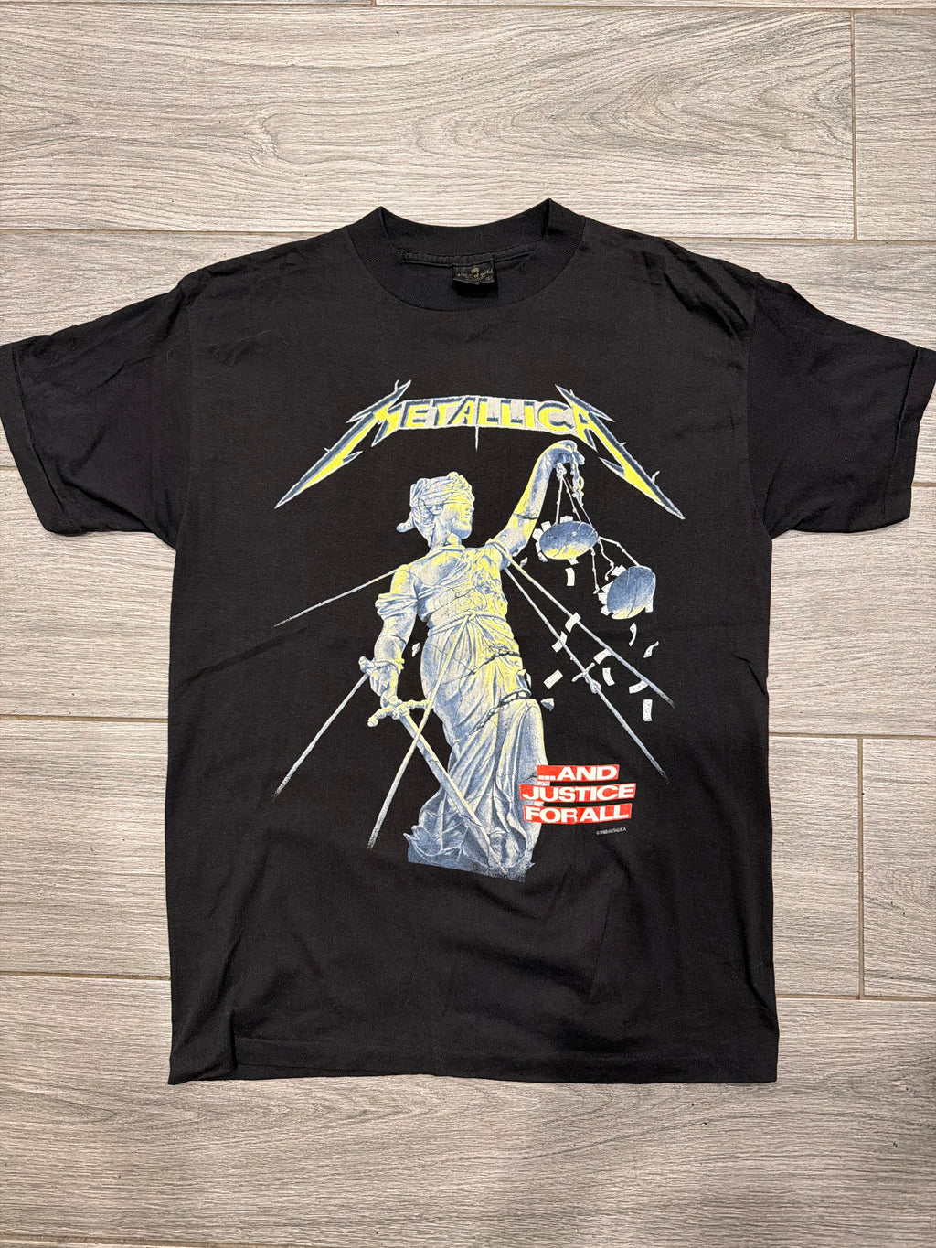 1988 Metallica And Justice For All Black Tour T-Shirt Summer Medium