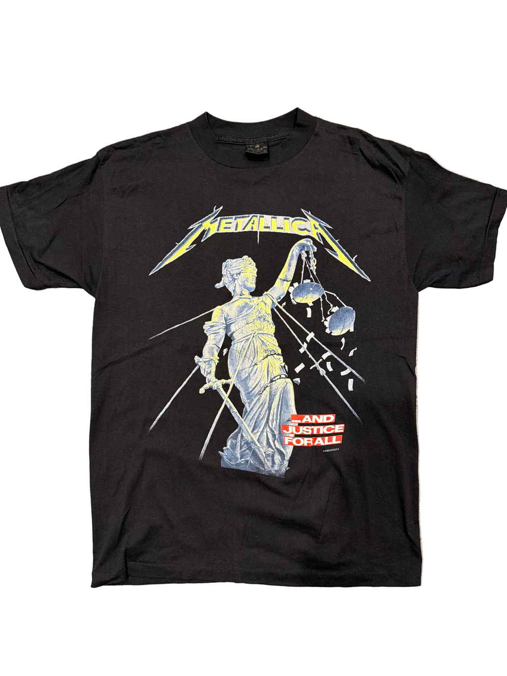 1988 Metallica And Justice For All Black Tour T-Shirt Summer Medium