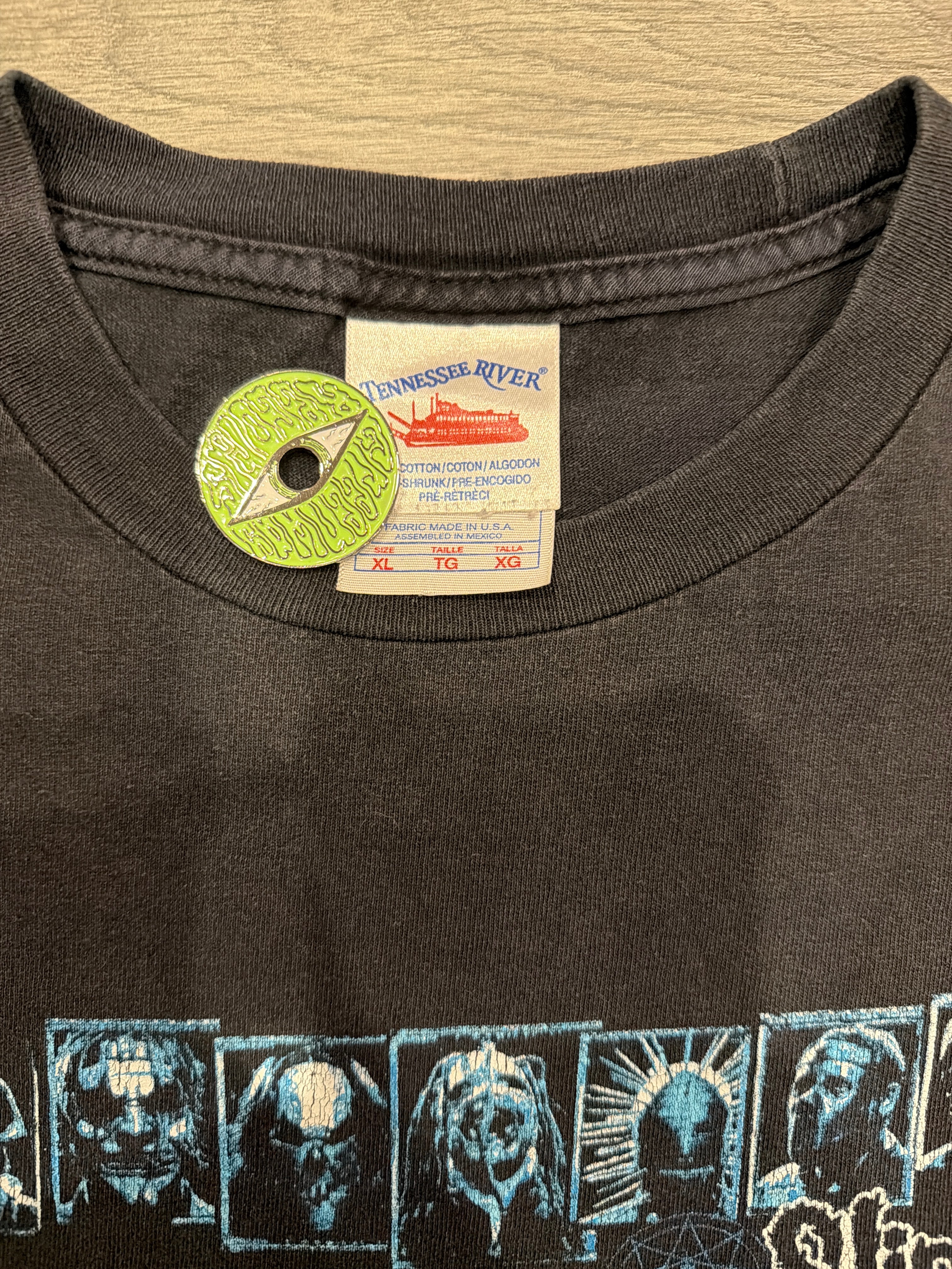 00s Slipknot Thrashed Blue Band Faces Tennessee River XL T-Shirt