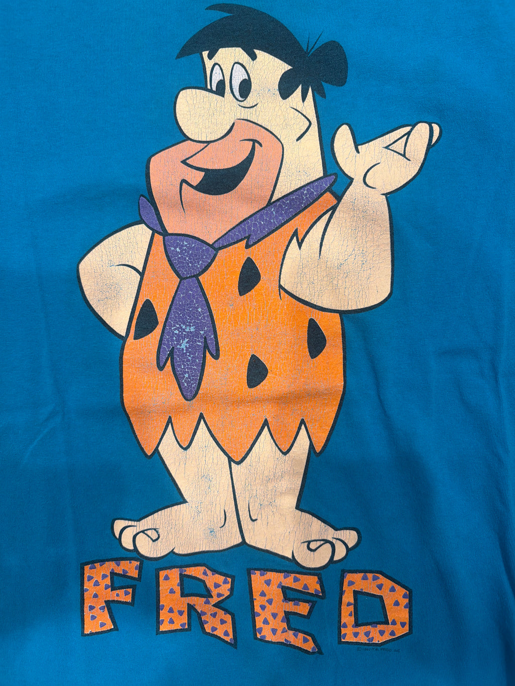 1992 Fred Flintstone Blue Hanna Barbara Universal Studios T-Shirt Large